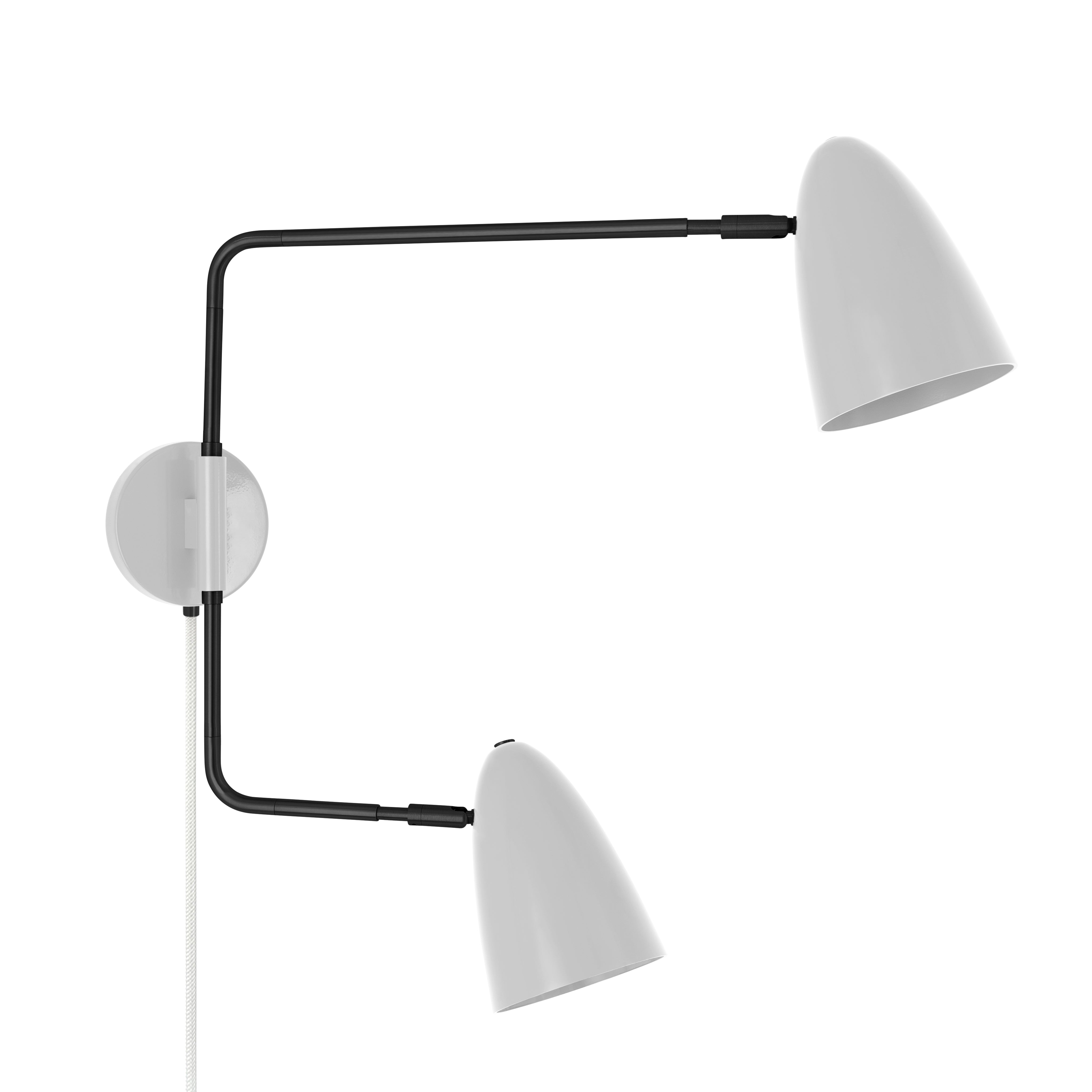 Black and chalk color Boom Double Swing Arm plug-in sconce Dutton Brown lighting