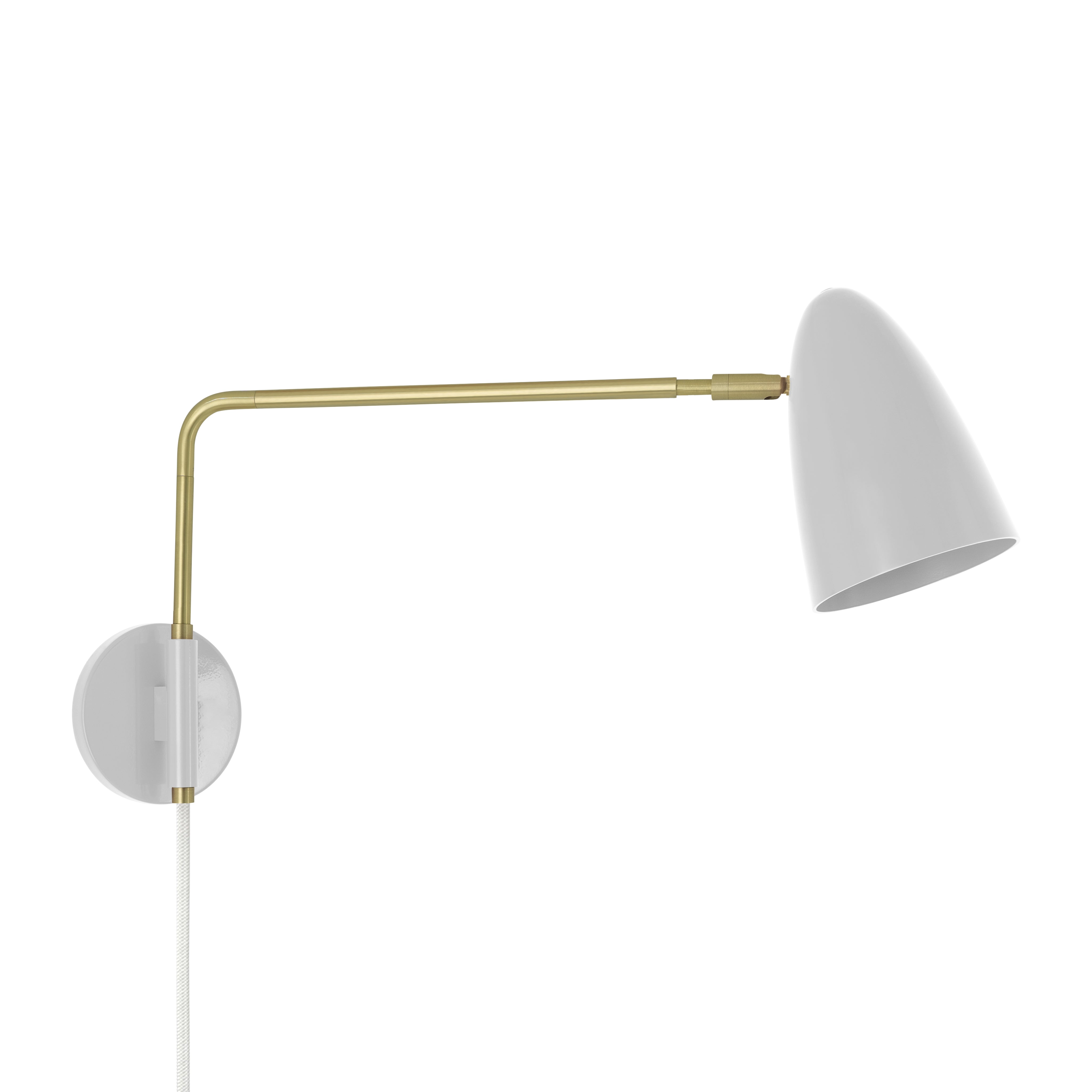 Brass and chalk color Boom Swing Arm plug-in sconce Dutton Brown lighting