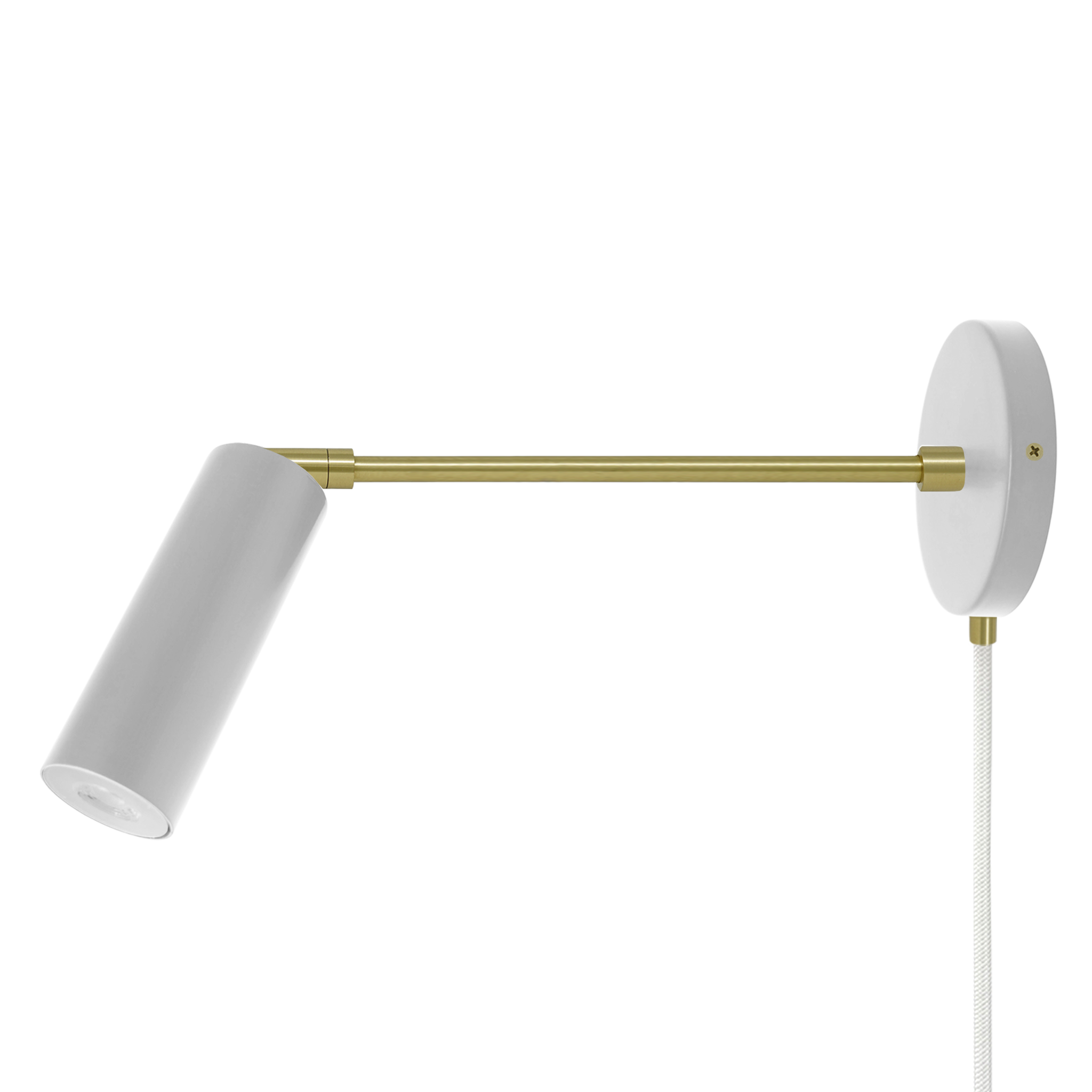 Brass and chalk color Reader plug-in sconce 10" arm Dutton Brown lighting