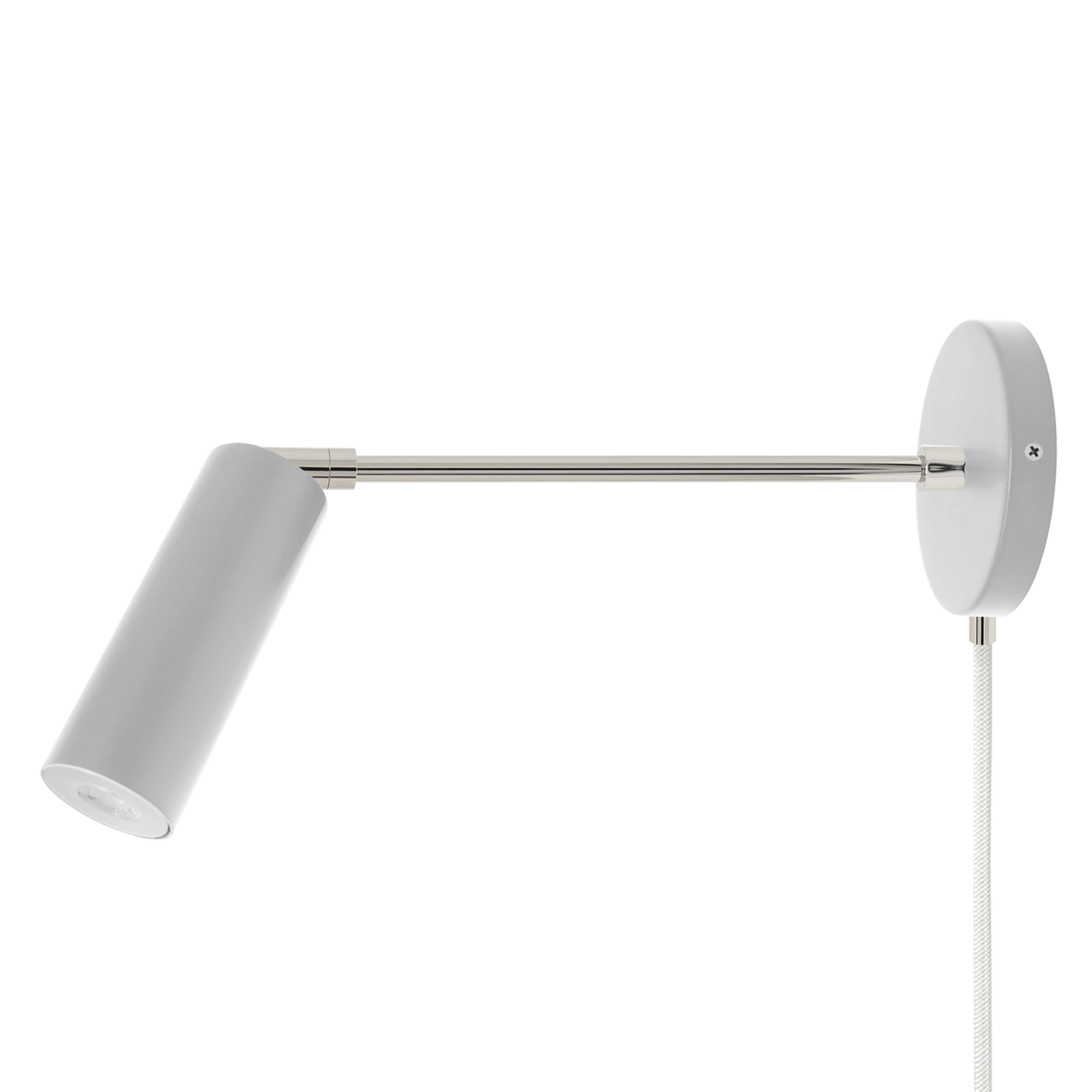 Nickel and chalk color Reader plug-in sconce 10" arm Dutton Brown lighting