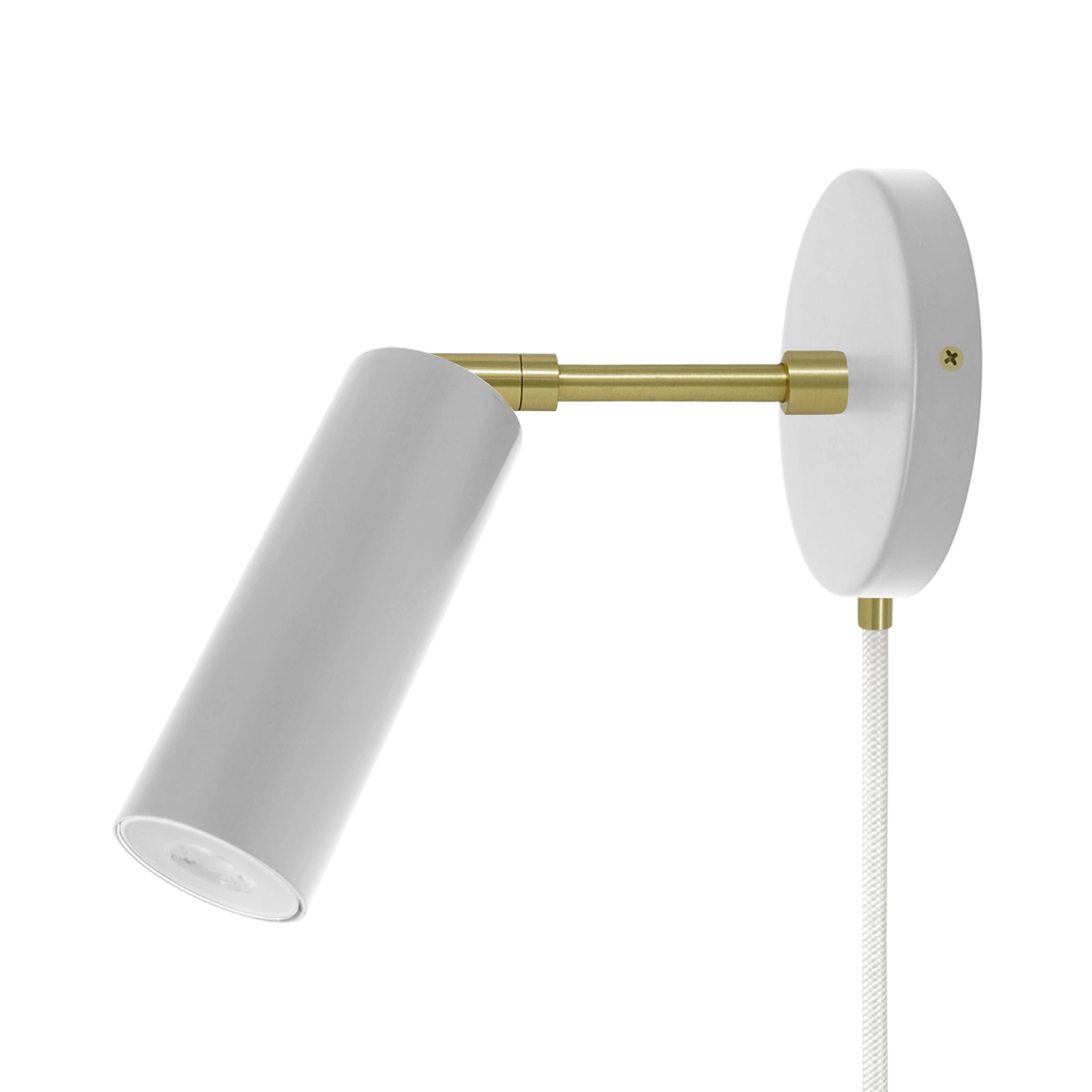 Brass and chalk color Reader plug-in sconce 3" arm Dutton Brown lighting