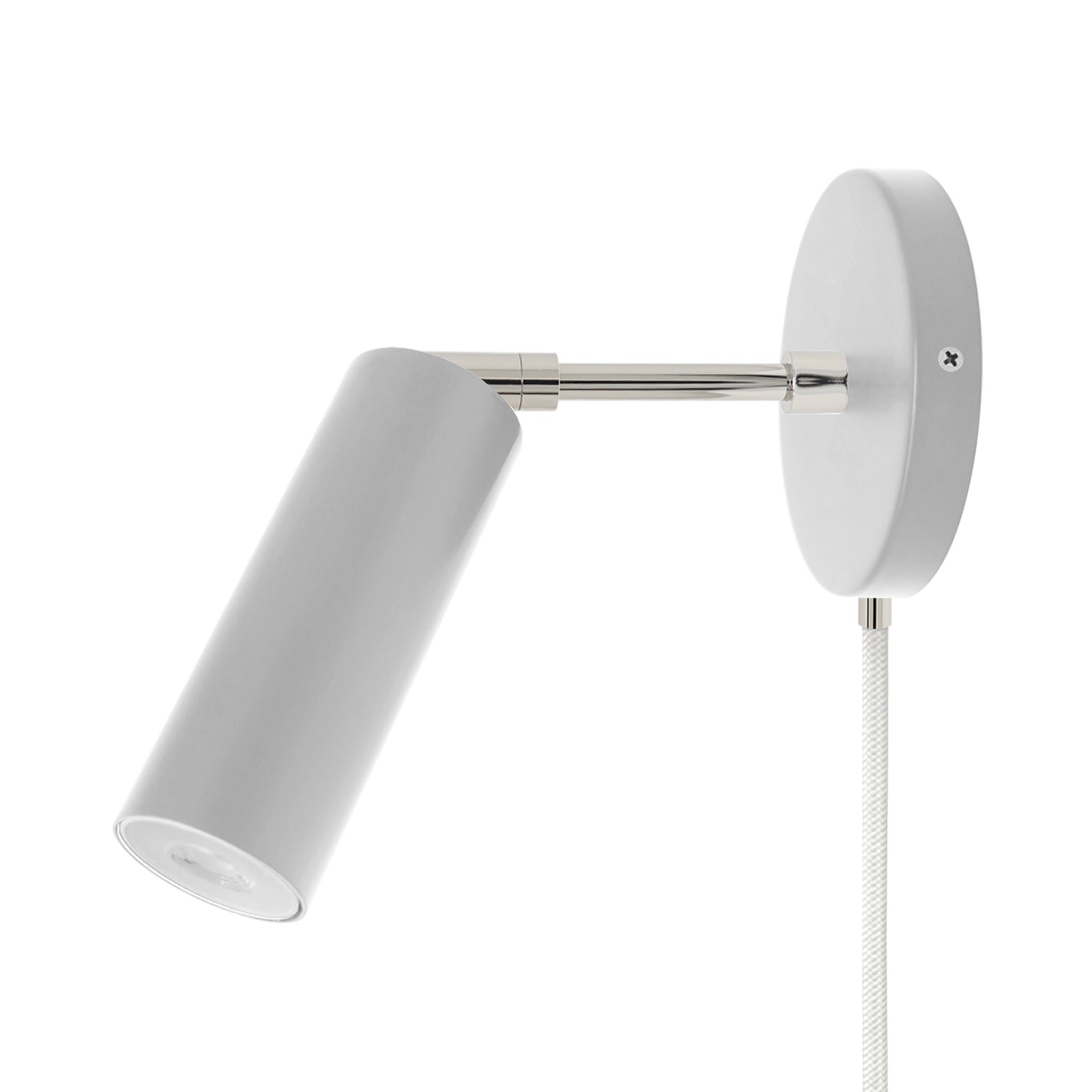 Nickel and chalk color Reader plug-in sconce 3" arm Dutton Brown lighting