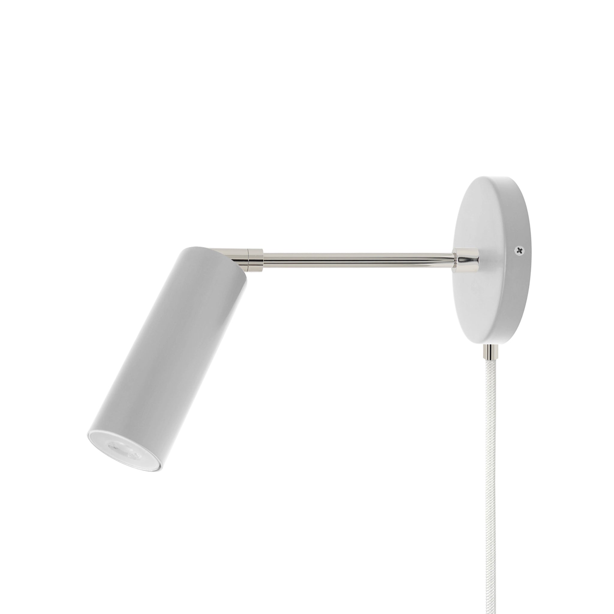 Nickel and chalk color Reader plug-in sconce 6" arm Dutton Brown lighting