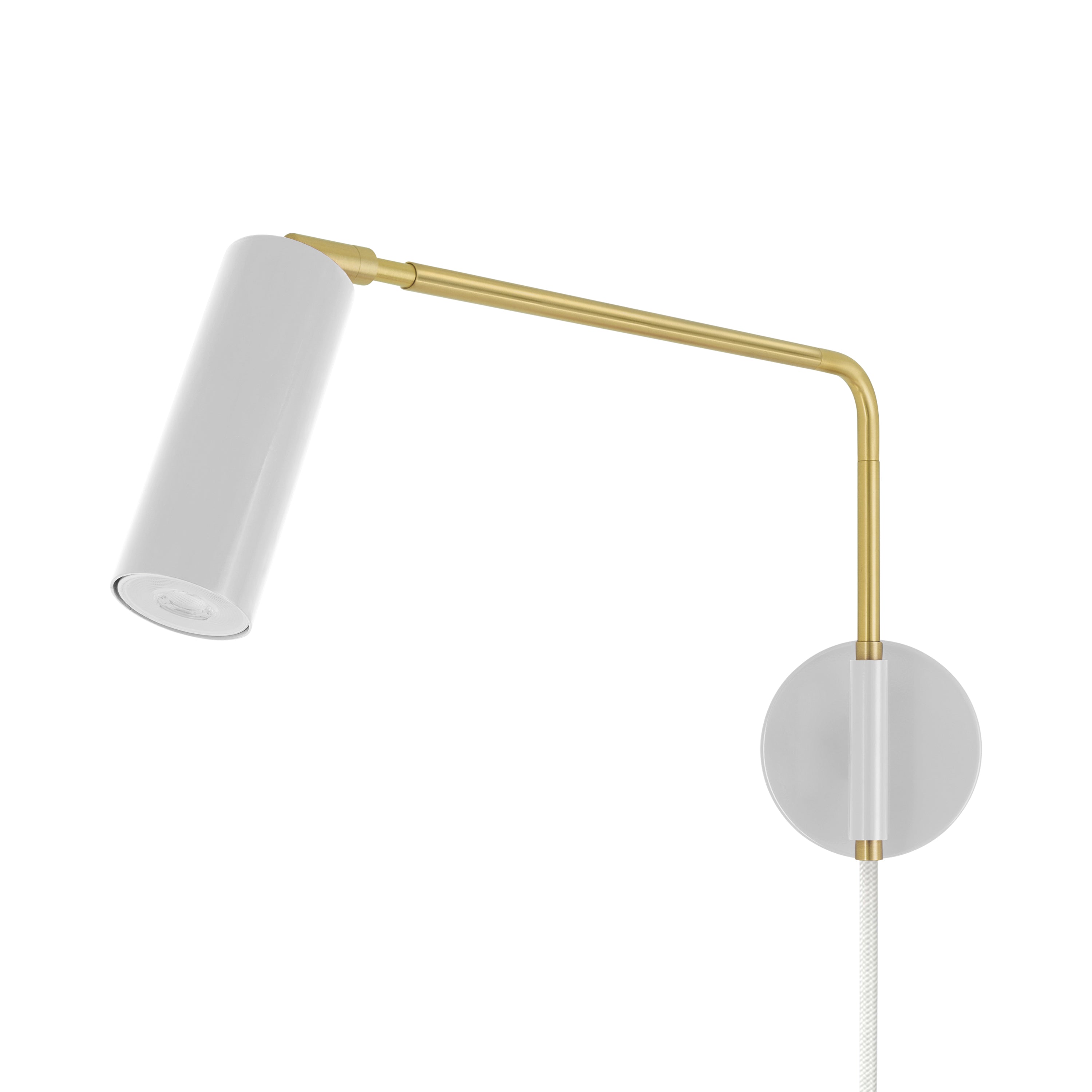 Brass and chalk color Reader Swing Arm plug-in sconce Dutton Brown lighting