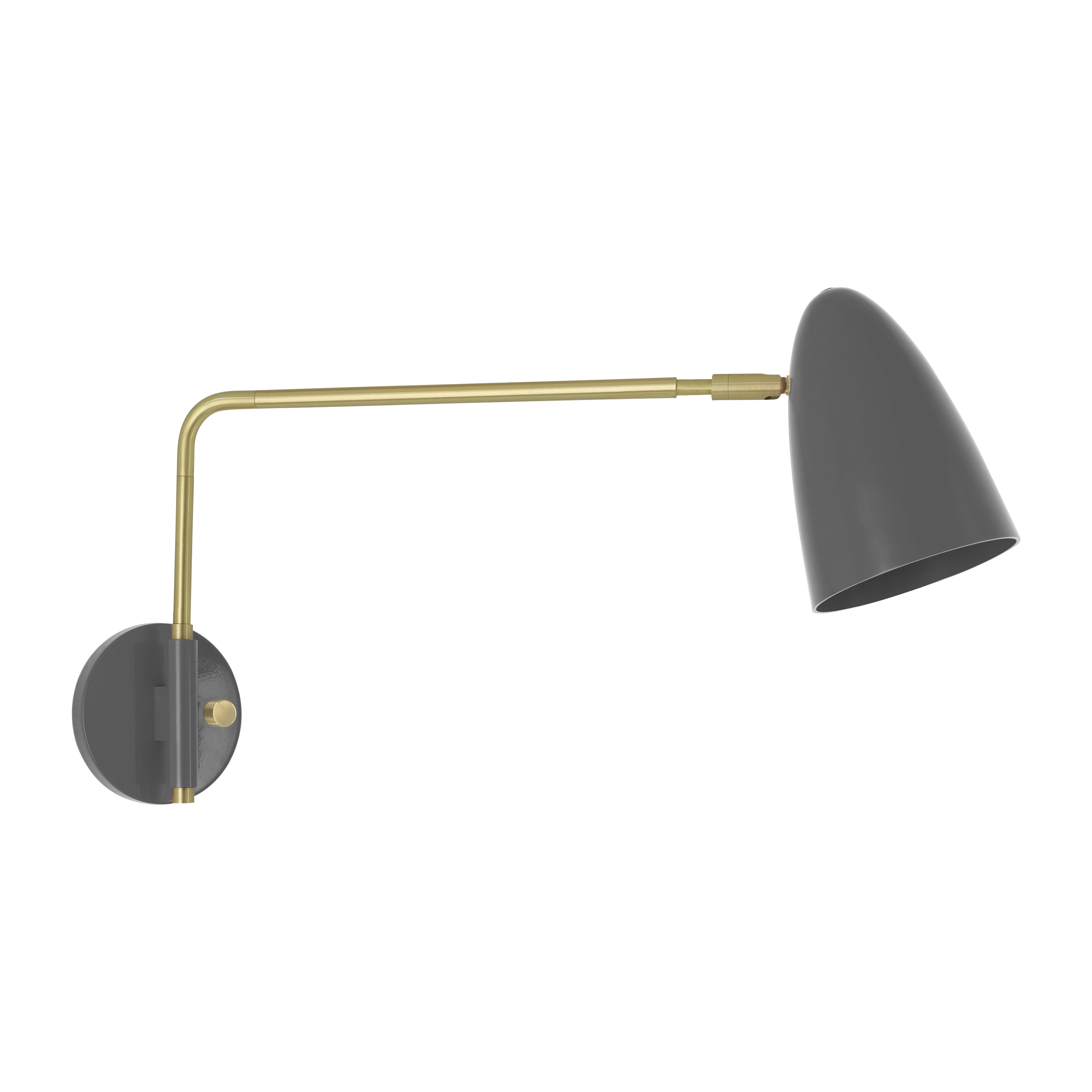 Brass and charcoal color Boom Swing Arm sconce Dutton Brown lighting