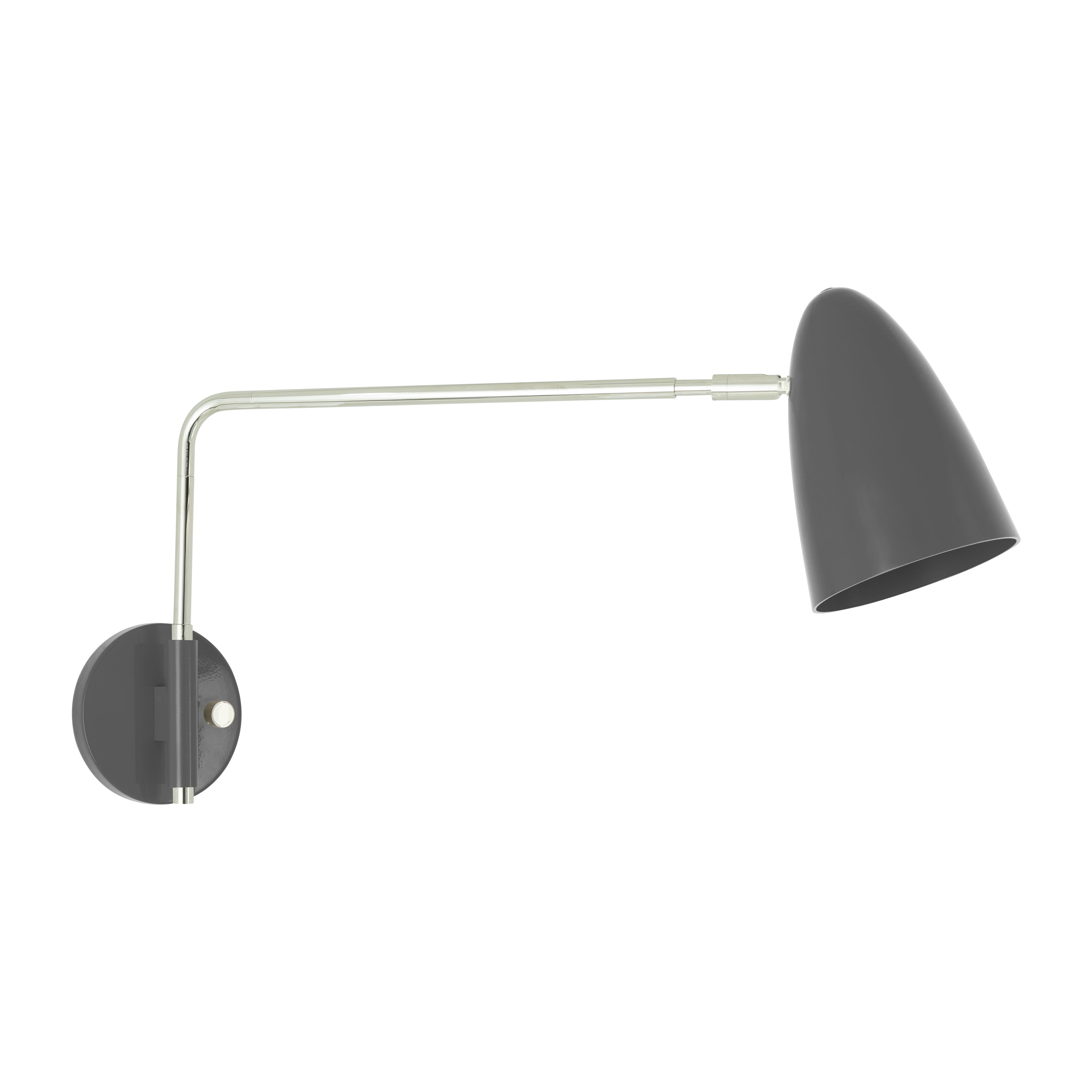 Nickel and charcoal color Boom Swing Arm sconce Dutton Brown lighting