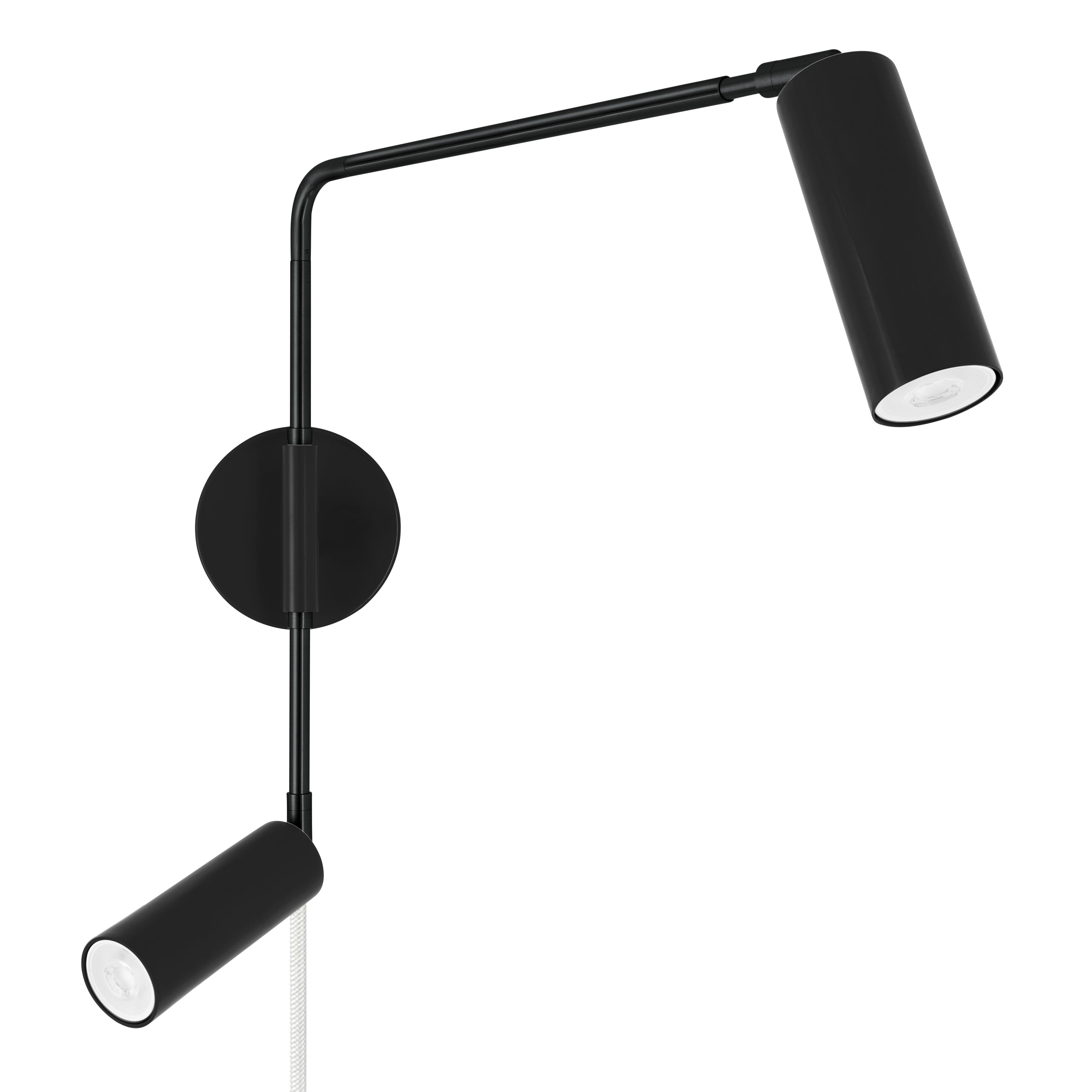 Black and black color Reader Double Swing Arm plug-in sconce Dutton Brown lighting