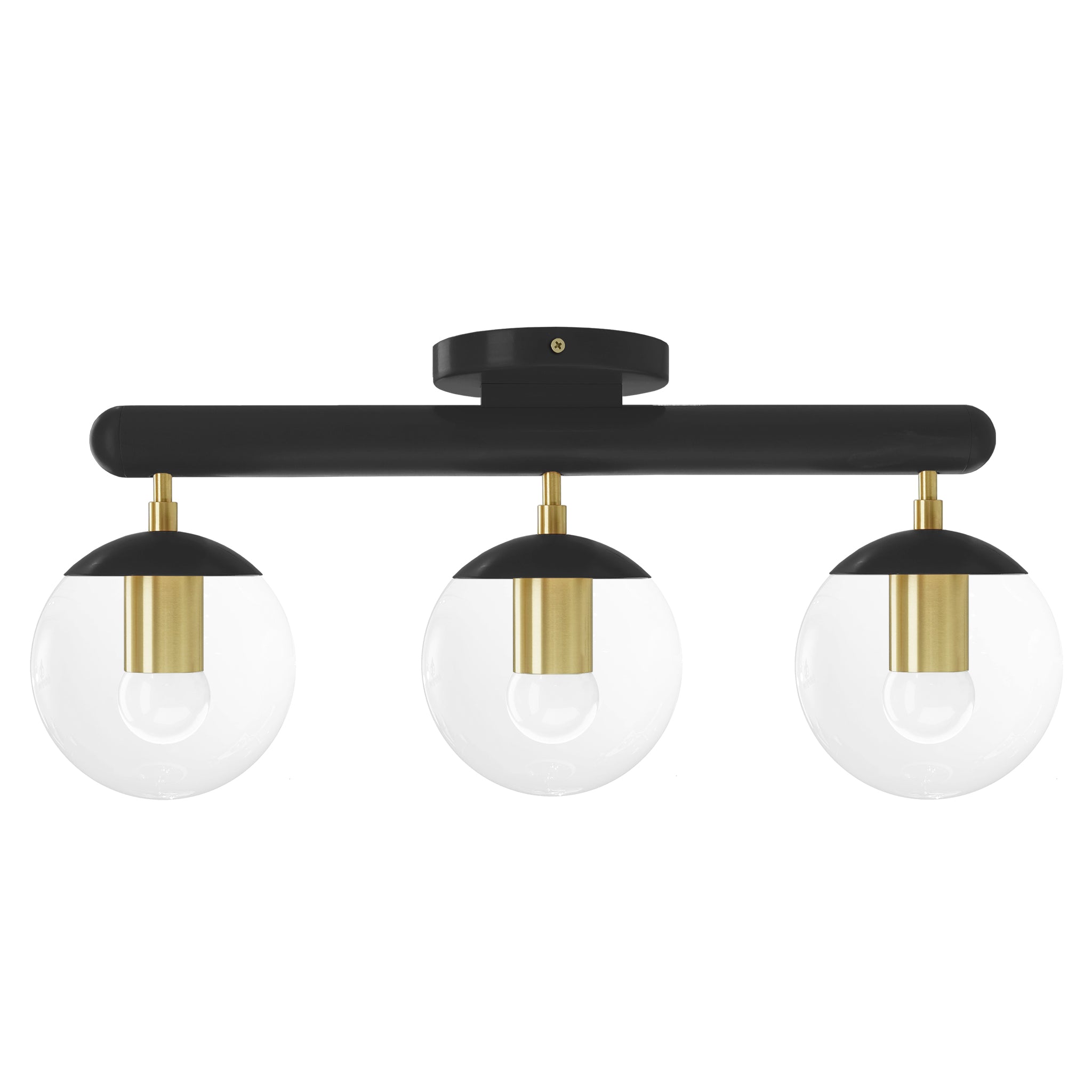 Brass and black color Icon 3 flush mount Dutton Brown lighting