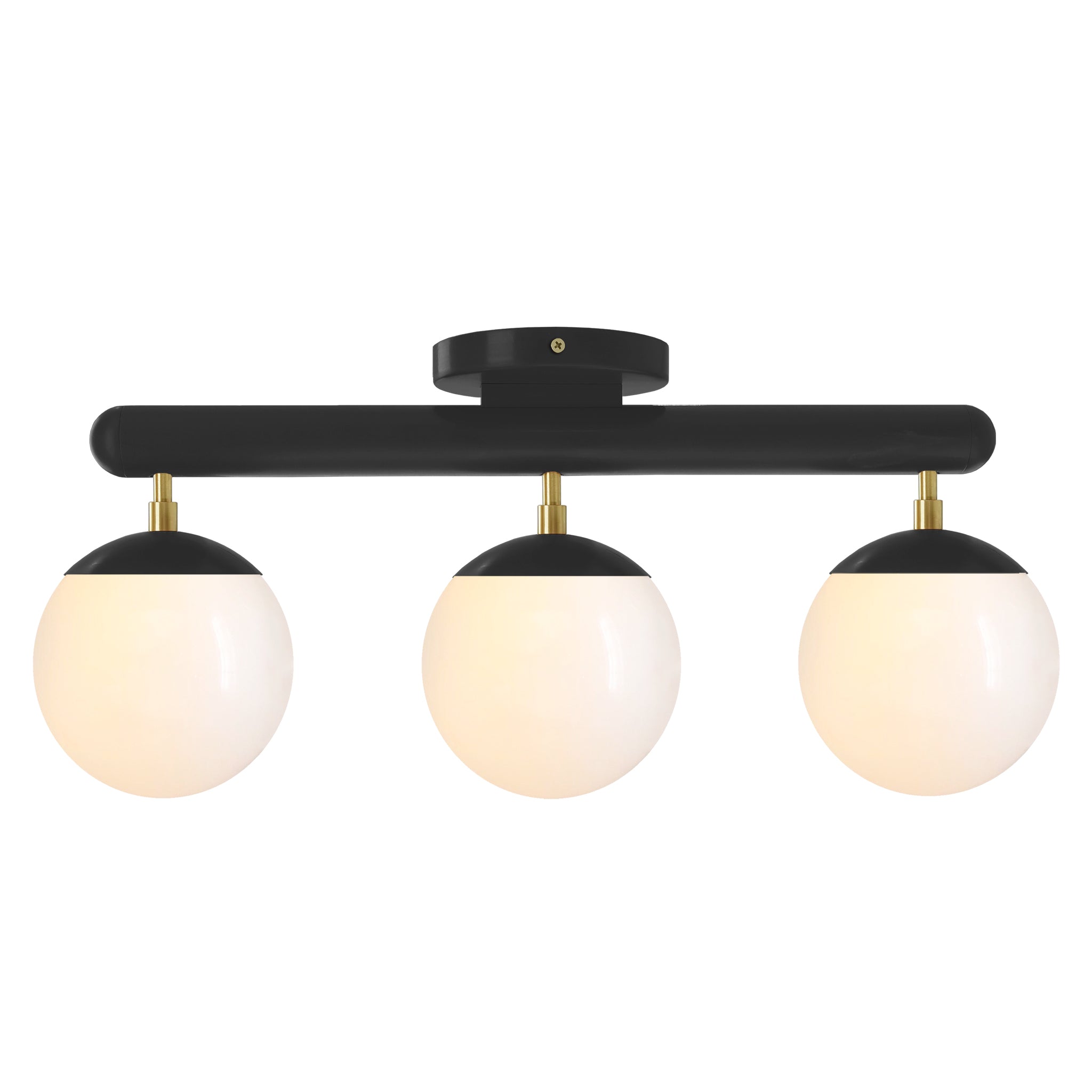 Brass and black color Icon 3 flush mount Dutton Brown lighting
