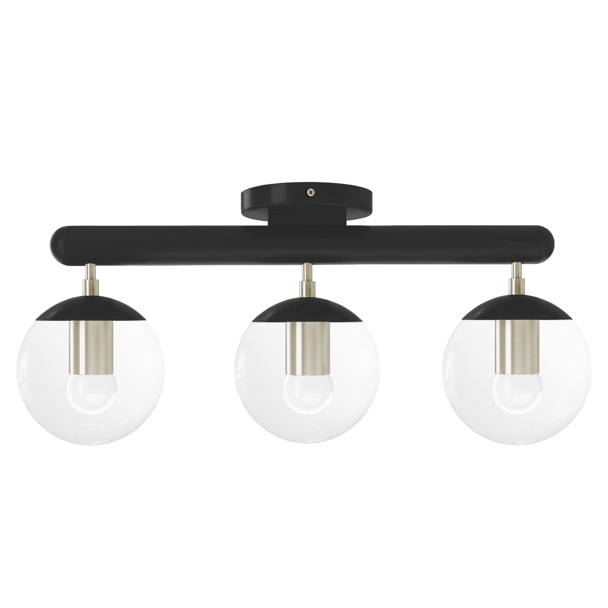 Nickel and black color Icon 3 flush mount Dutton Brown lighting