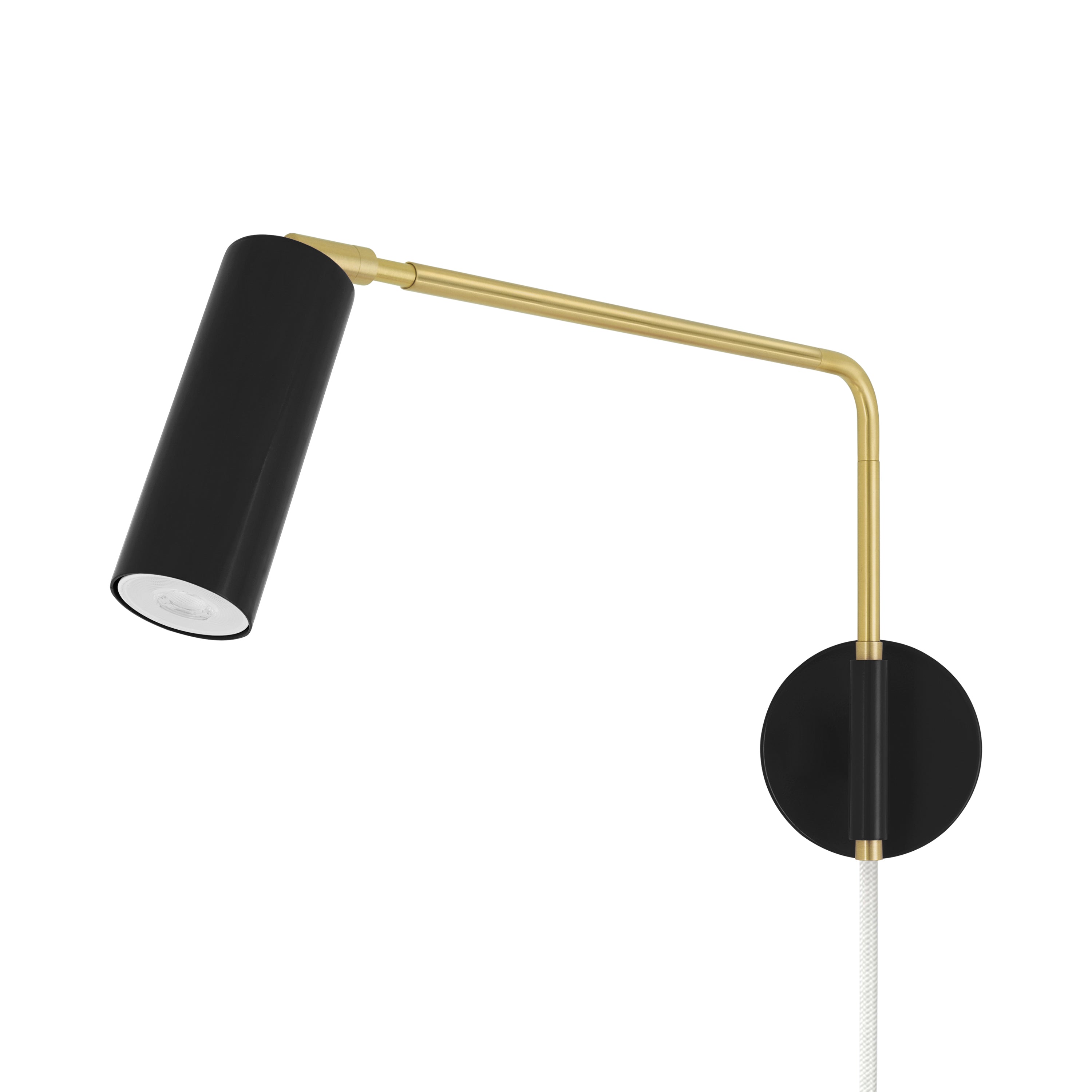 Brass and black color Reader Swing Arm plug-in sconce Dutton Brown lighting