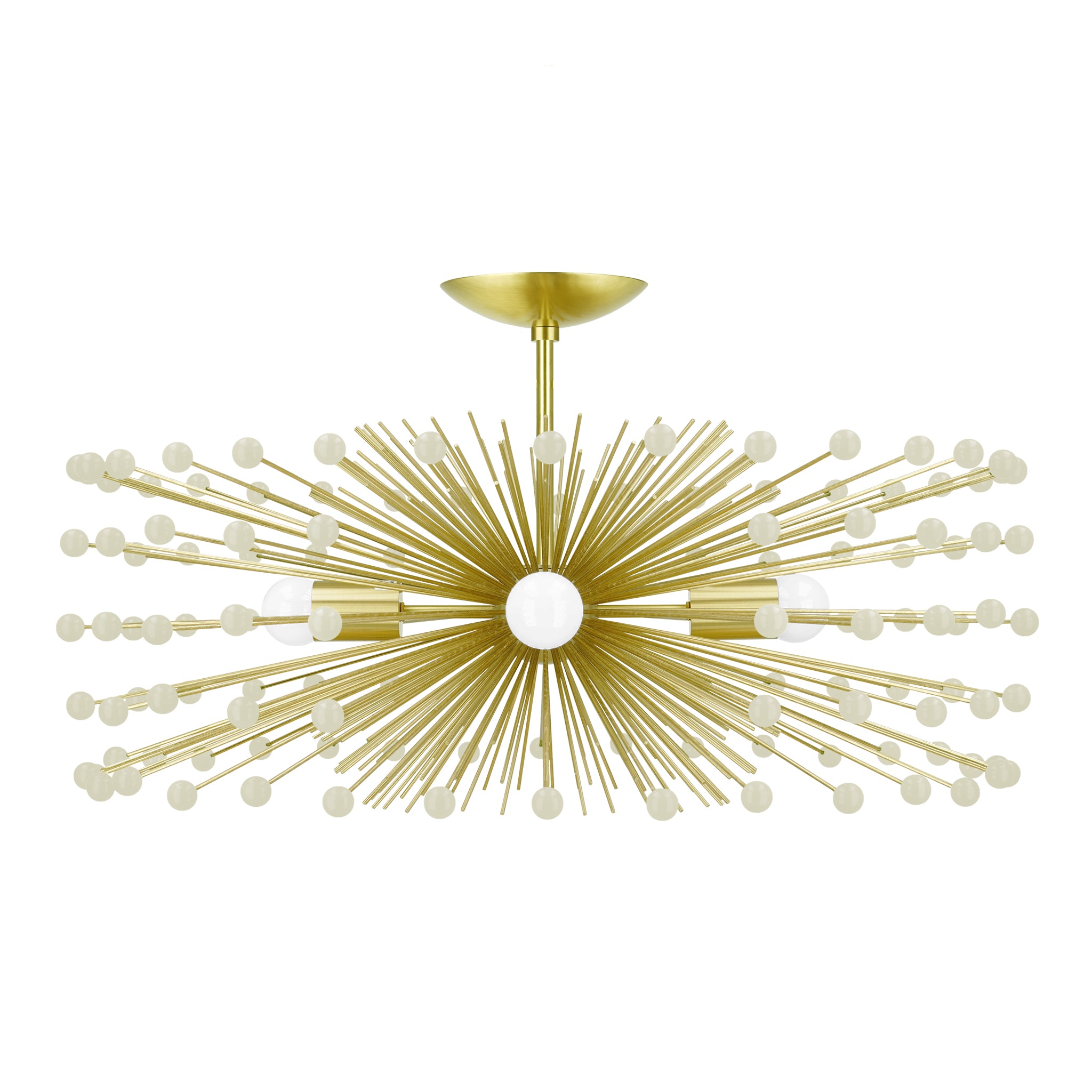 Brass and bone color Beaded Urchin flush mount 27" Dutton Brown lighting