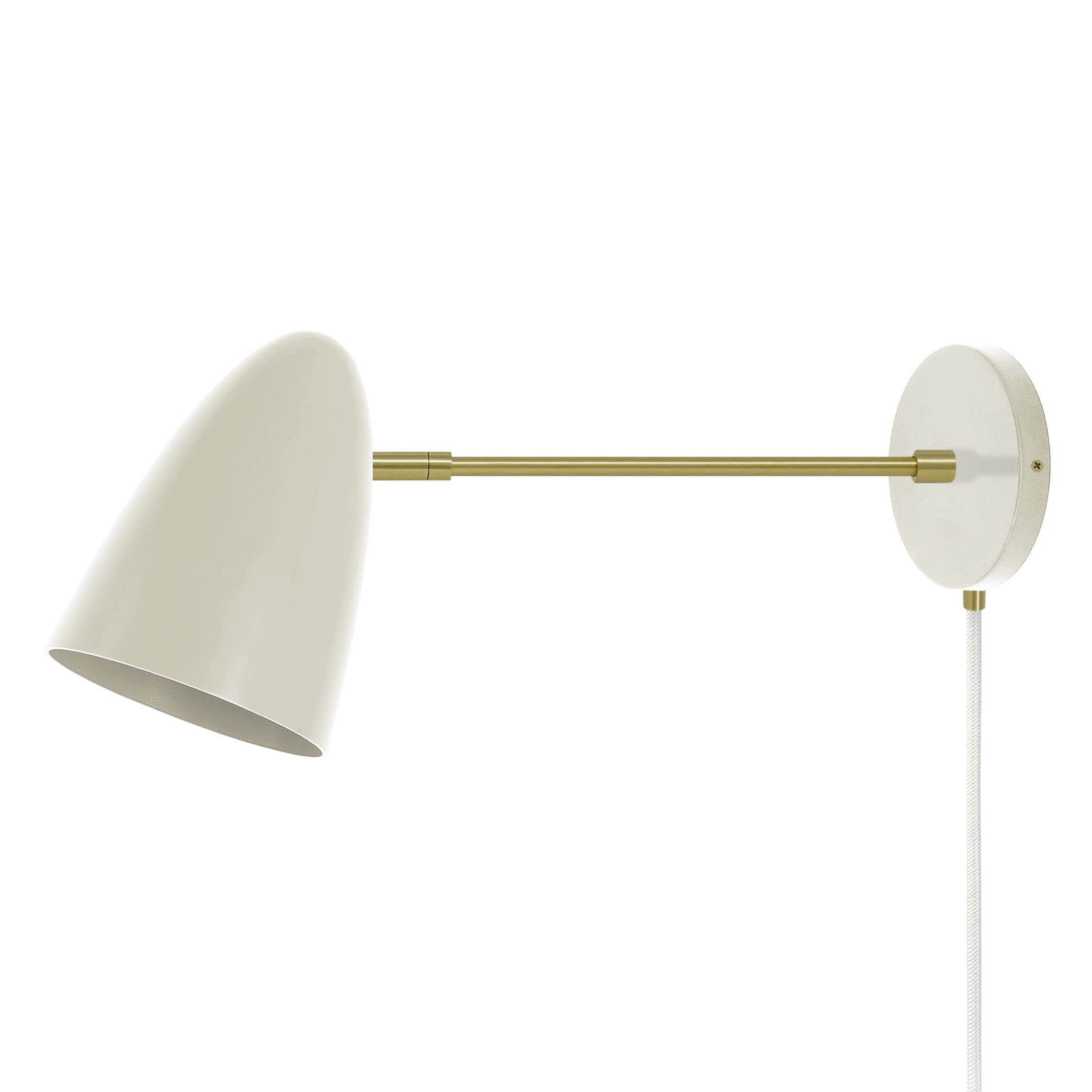 Brass and bone color Boom plug-in sconce 10" arm Dutton Brown lighting