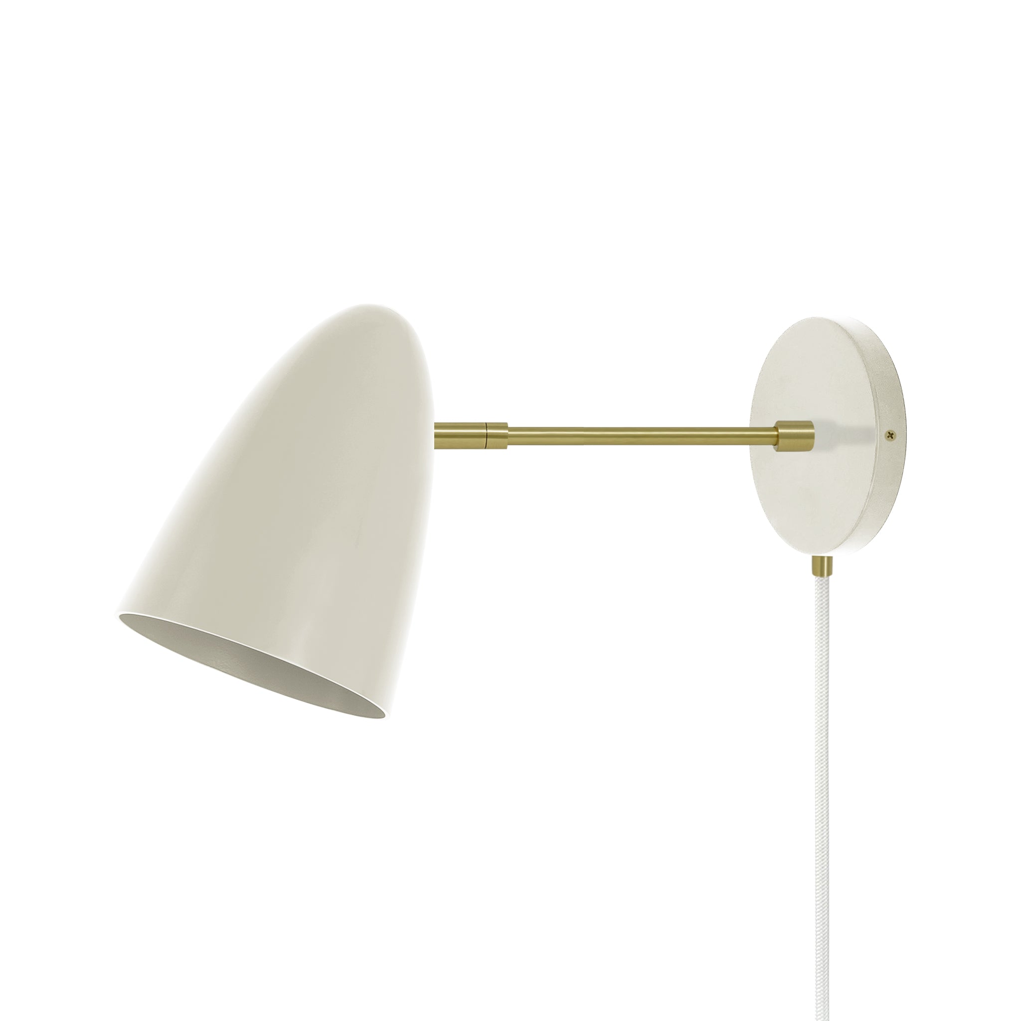 Brass and bone color Boom plug-in sconce 6" arm Dutton Brown lighting