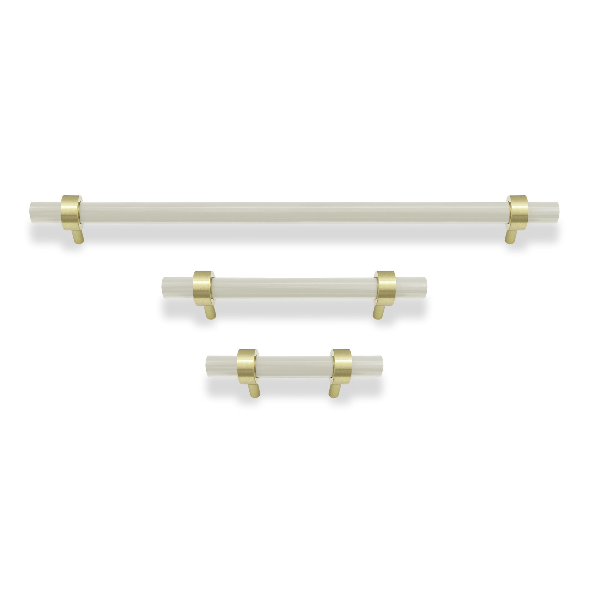 Brass and bone color Caliber pull Dutton Brown hardware