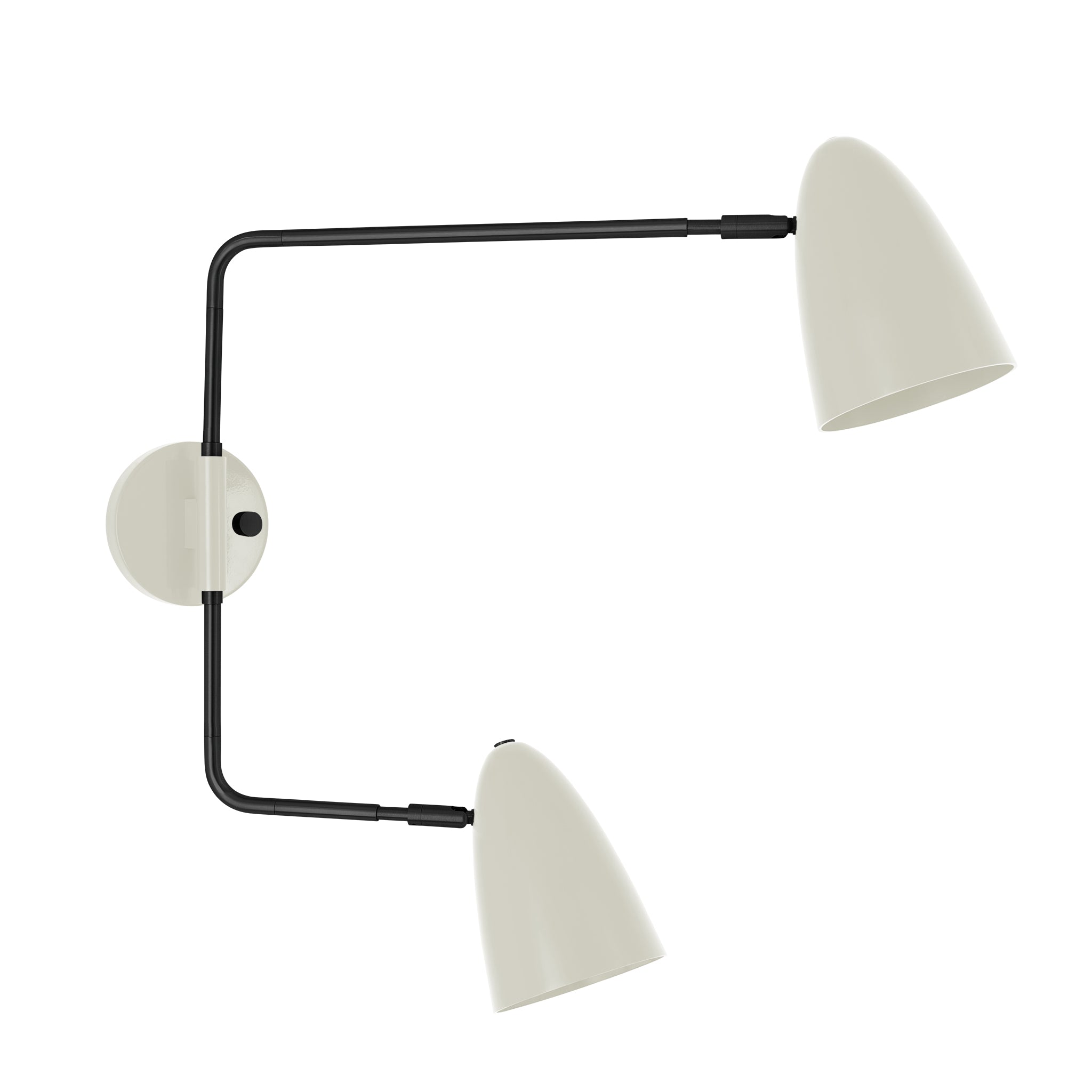 Black and bone color Boom Double Swing Arm sconce Dutton Brown lighting