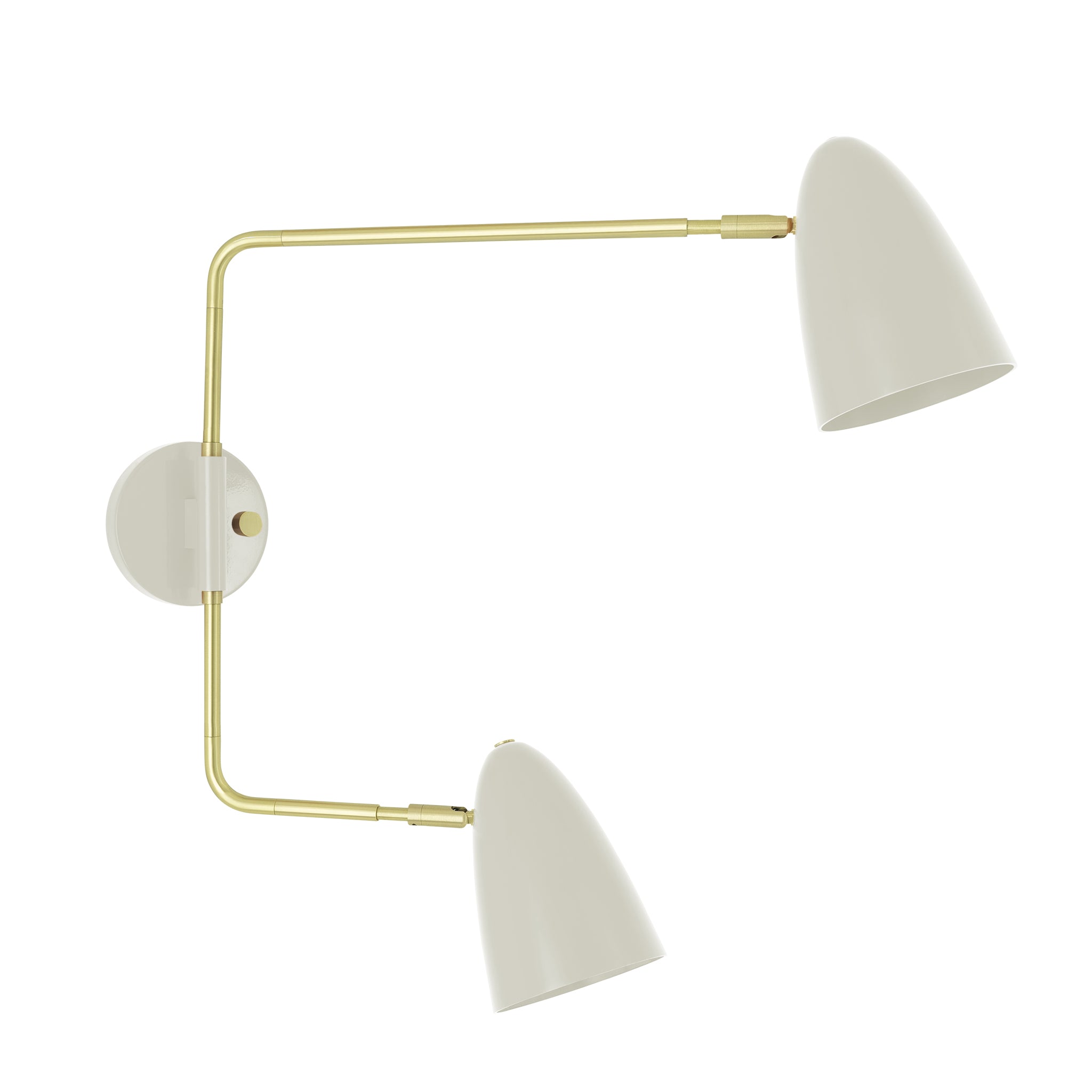 Brass and bone color Boom Double Swing Arm sconce Dutton Brown lighting