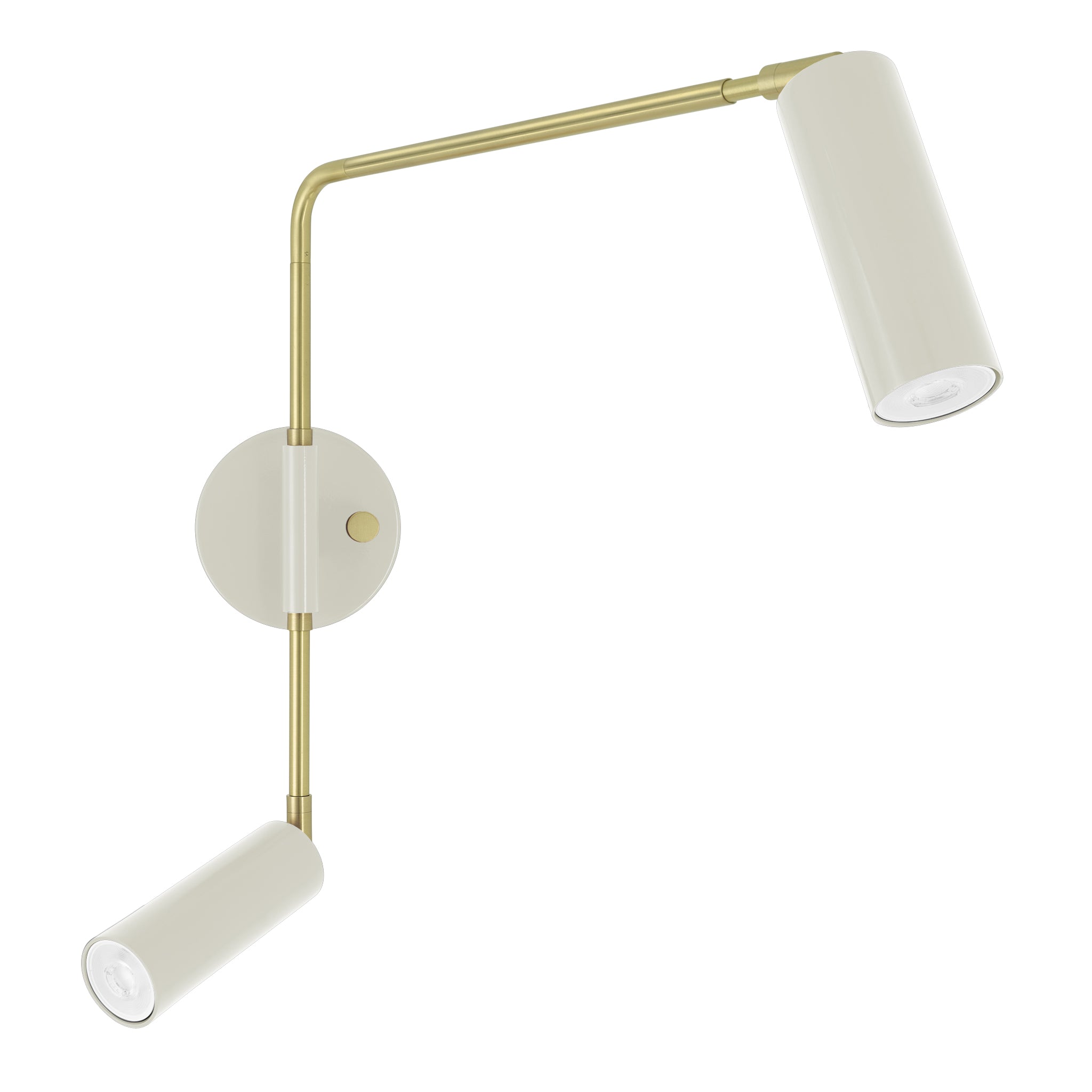 Brass and bone color Reader Double Swing Arm sconce Dutton Brown lighting