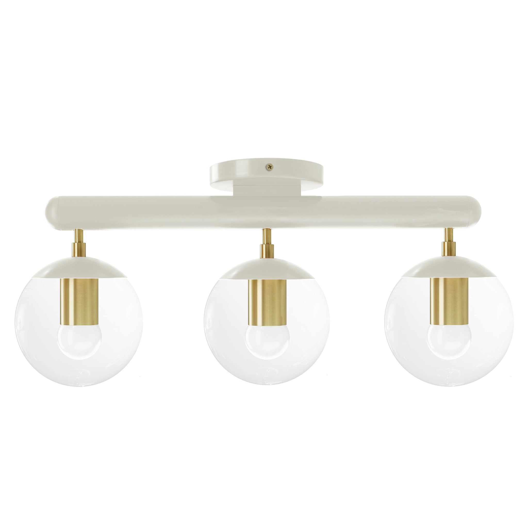 Brass and bone color Icon 3 flush mount Dutton Brown lighting