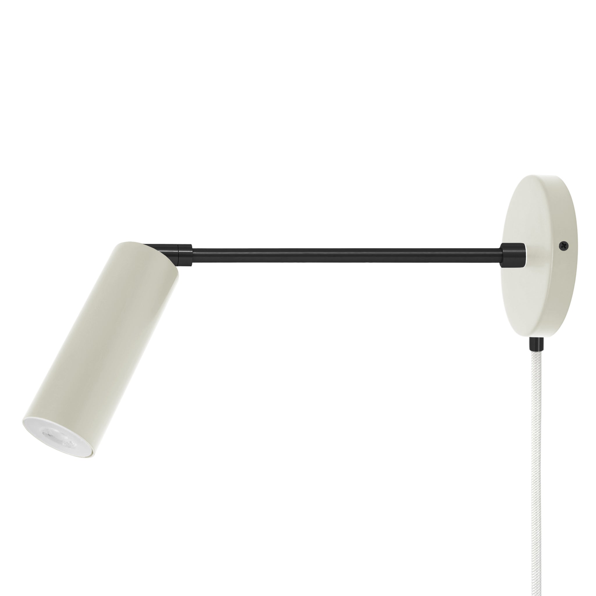 Black and bone color Reader plug-in sconce 10" arm Dutton Brown lighting