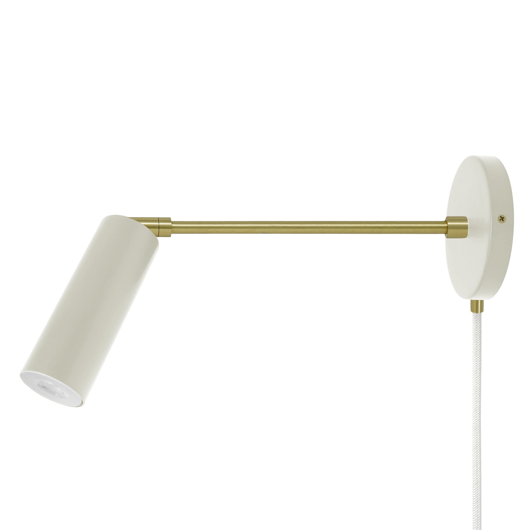 Brass and bone color Reader plug-in sconce 10" arm Dutton Brown lighting