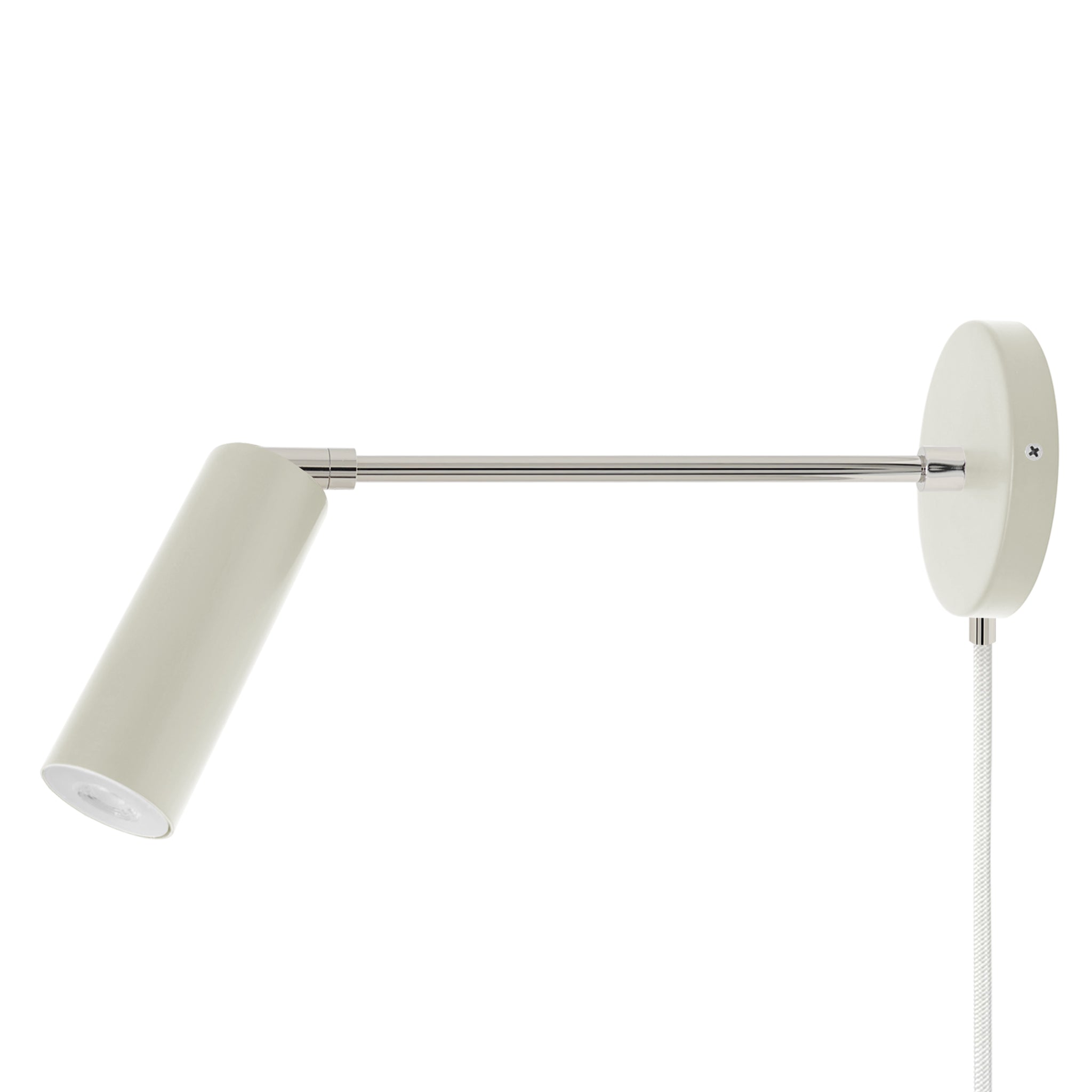 Nickel and bone color Reader plug-in sconce 10" arm Dutton Brown lighting