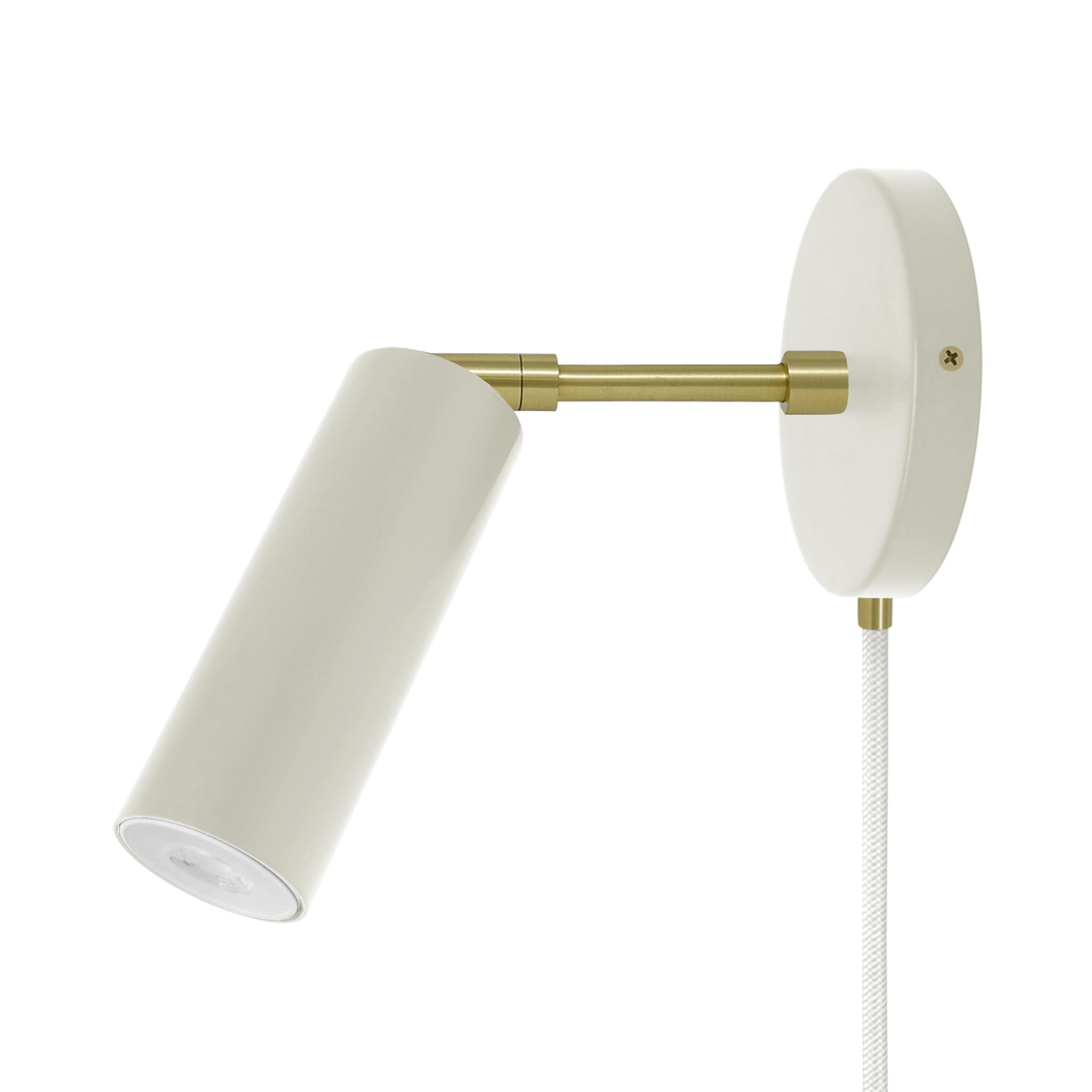 Brass and bone color Reader plug-in sconce 3" arm Dutton Brown lighting