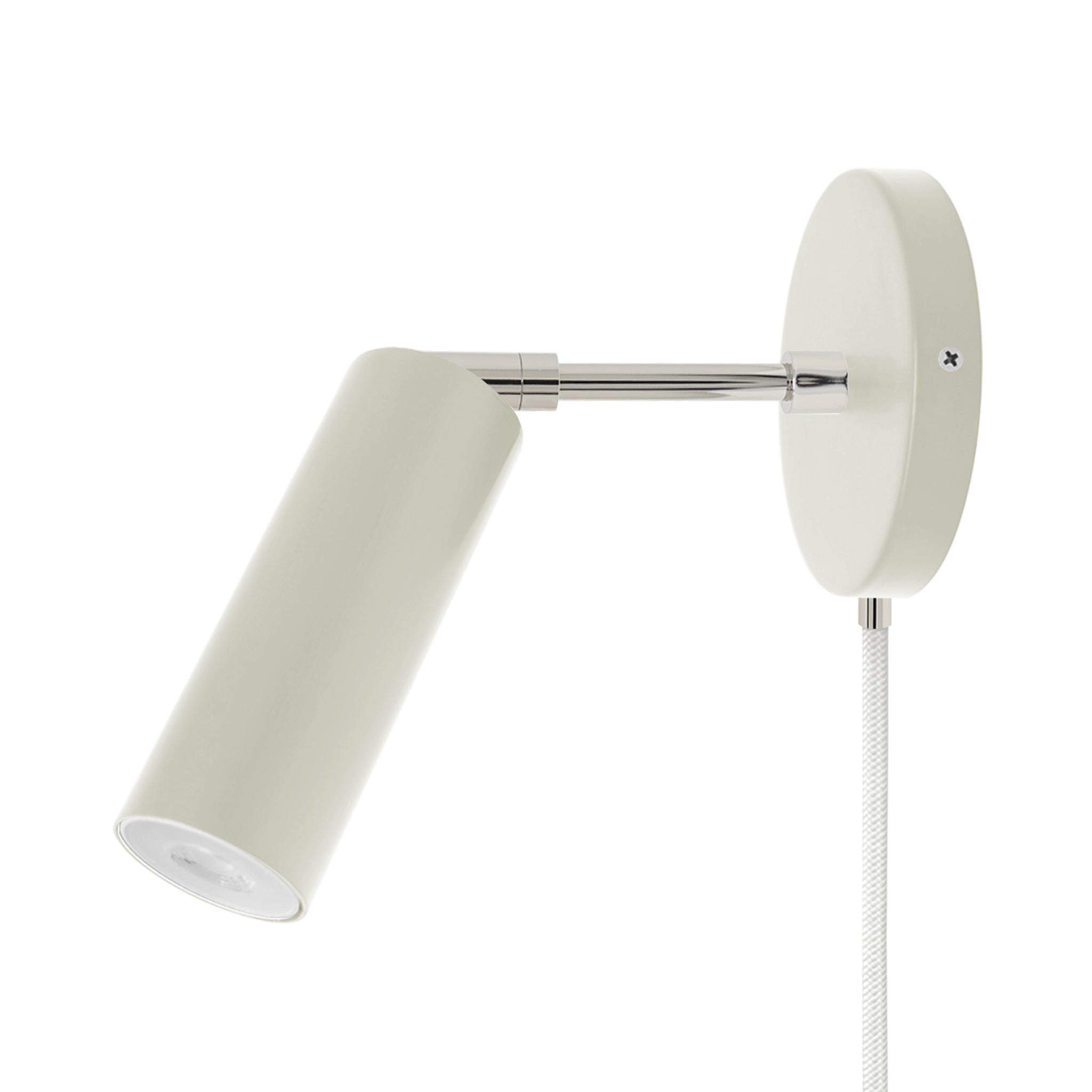 Nickel and bone color Reader plug-in sconce 3" arm Dutton Brown lighting