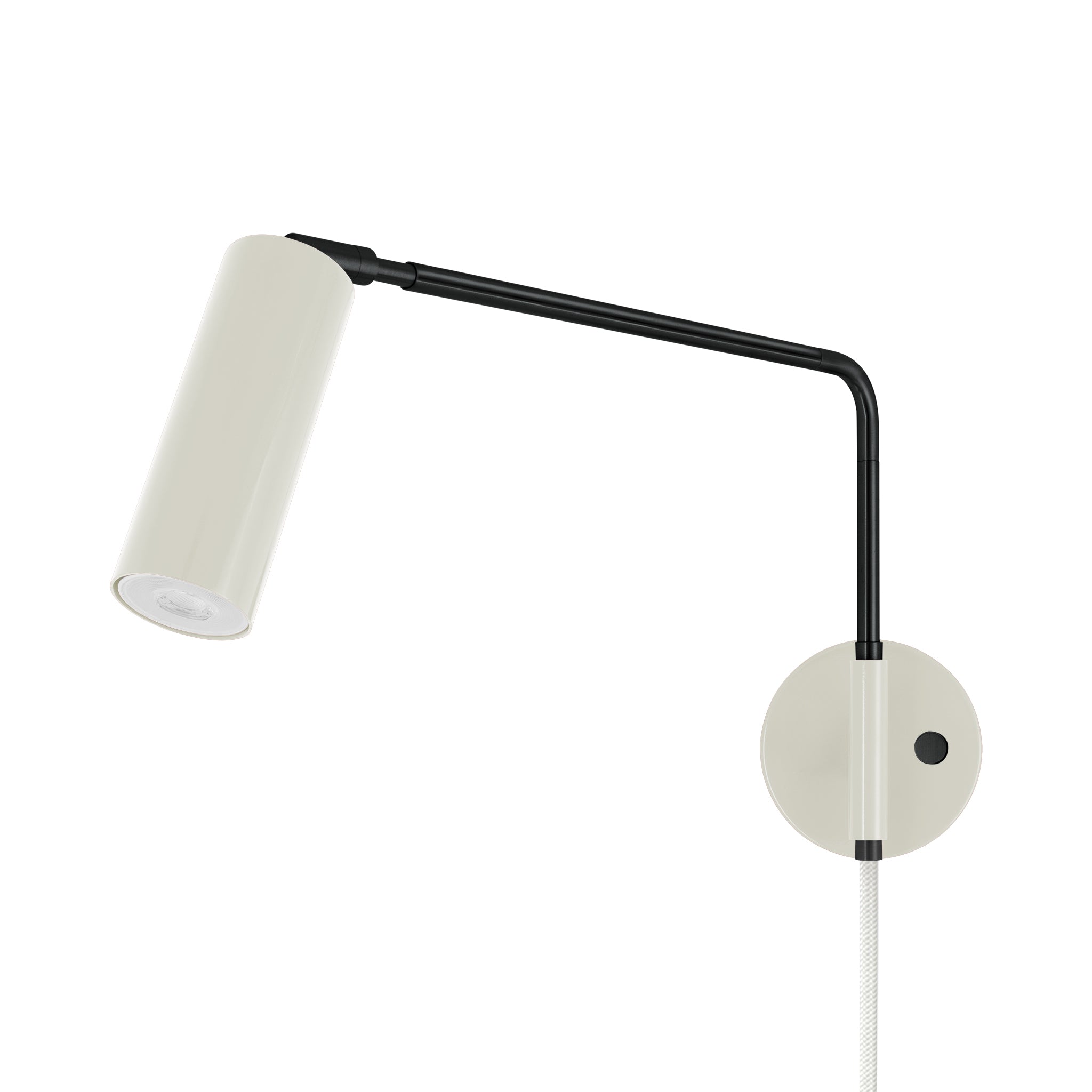 Black and bone color Reader Swing Arm plug-in sconce Dutton Brown lighting