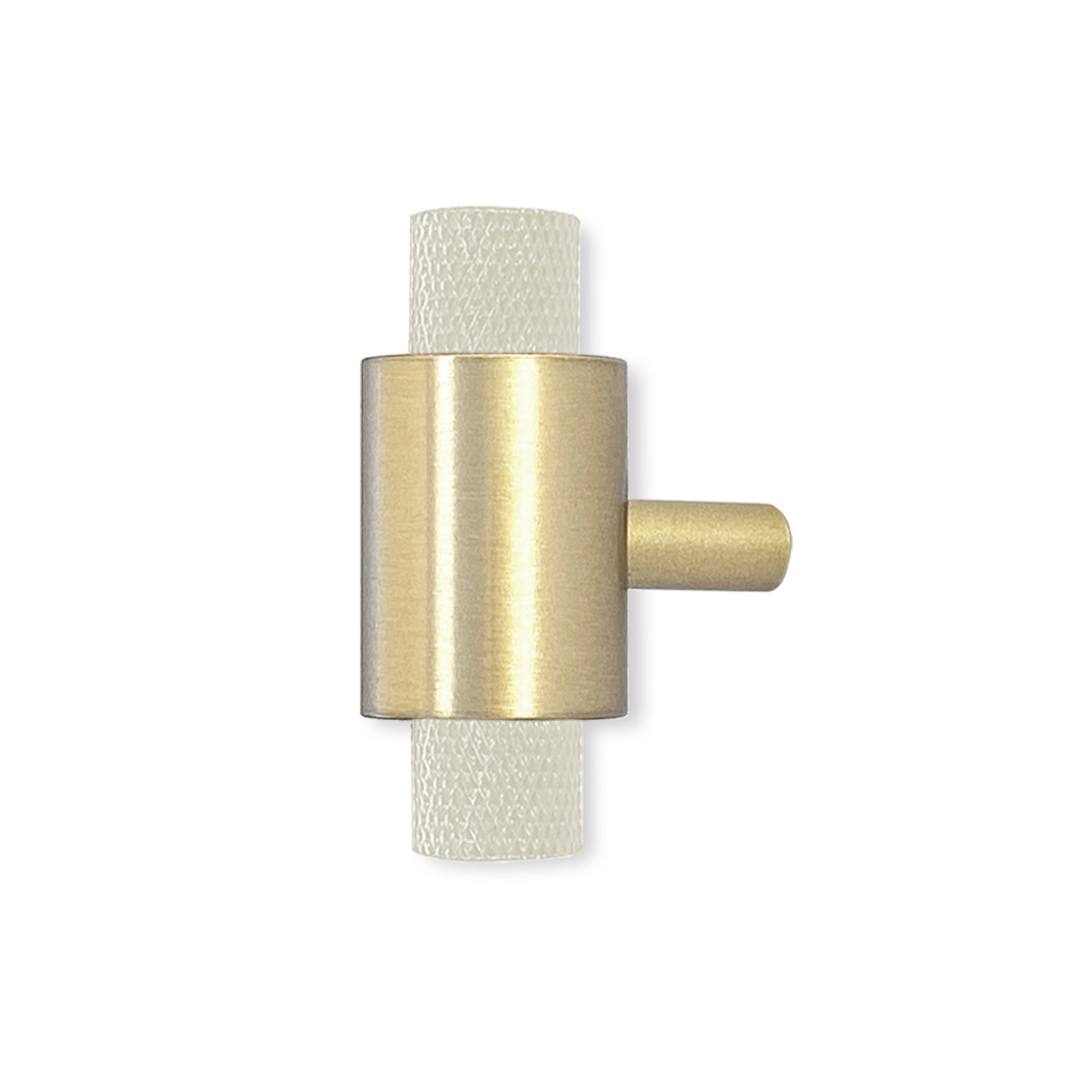 Brass and bone color Tux knob Dutton Brown hardware