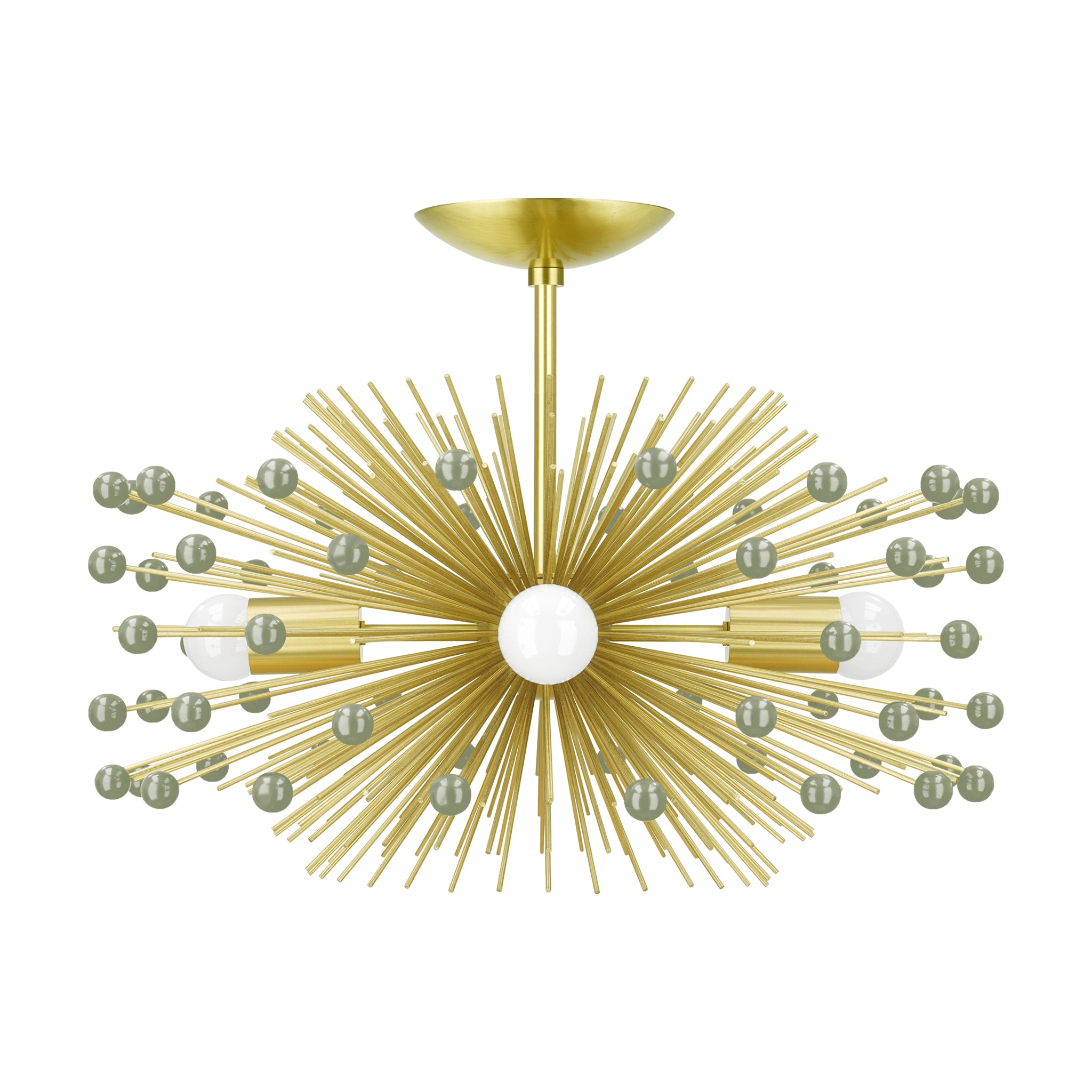 Brass and spa color Beaded Urchin flush mount 20" Dutton Brown lighting