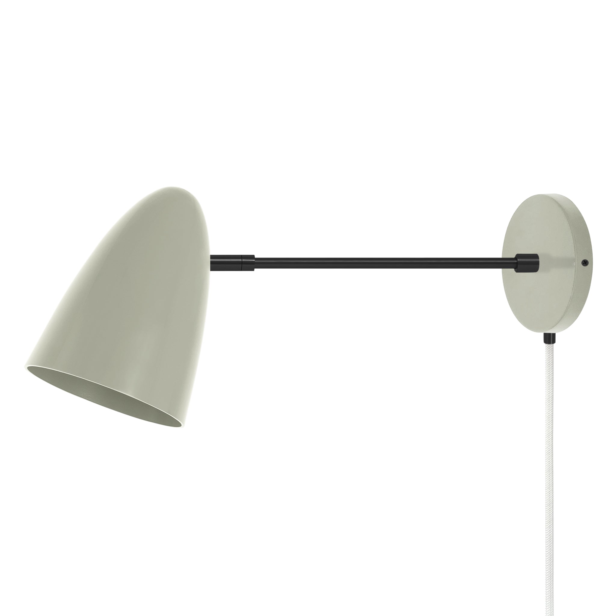 Black and spa color Boom plug-in sconce 10" arm Dutton Brown lighting