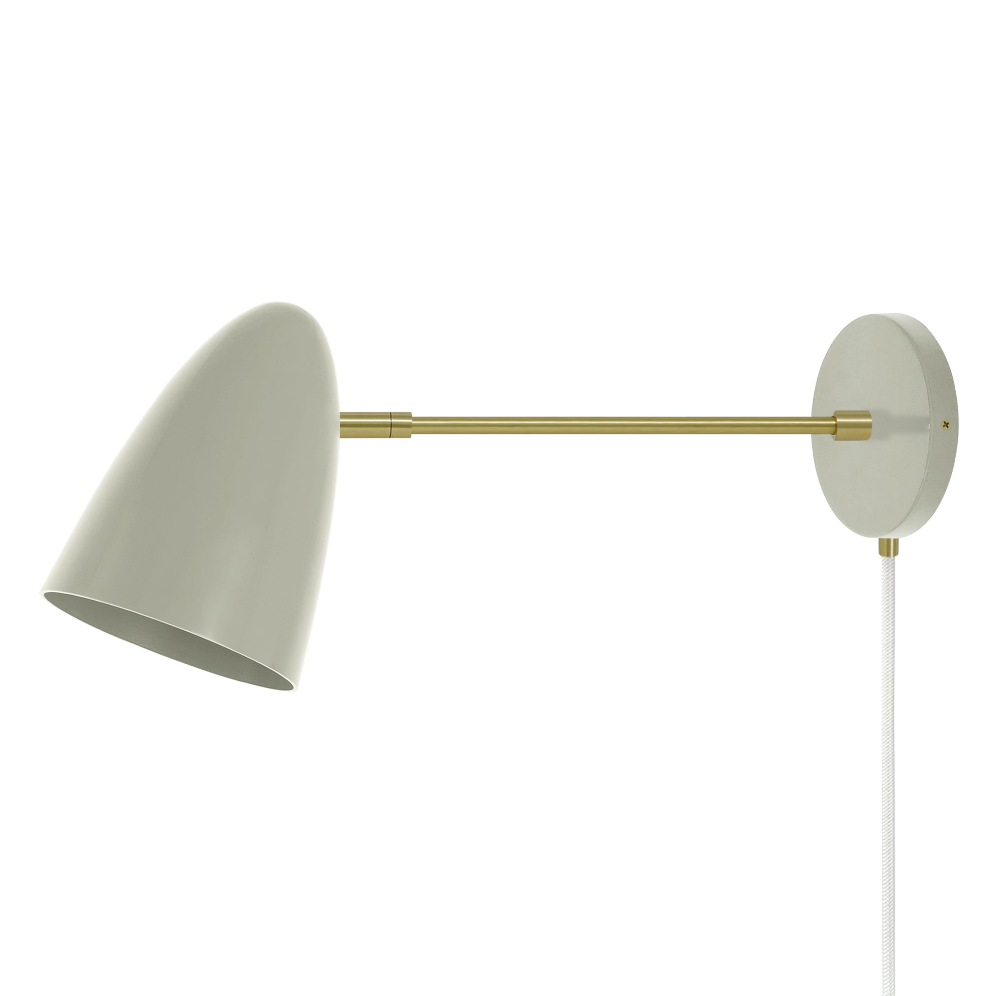 Brass and spa color Boom plug-in sconce 10" arm Dutton Brown lighting