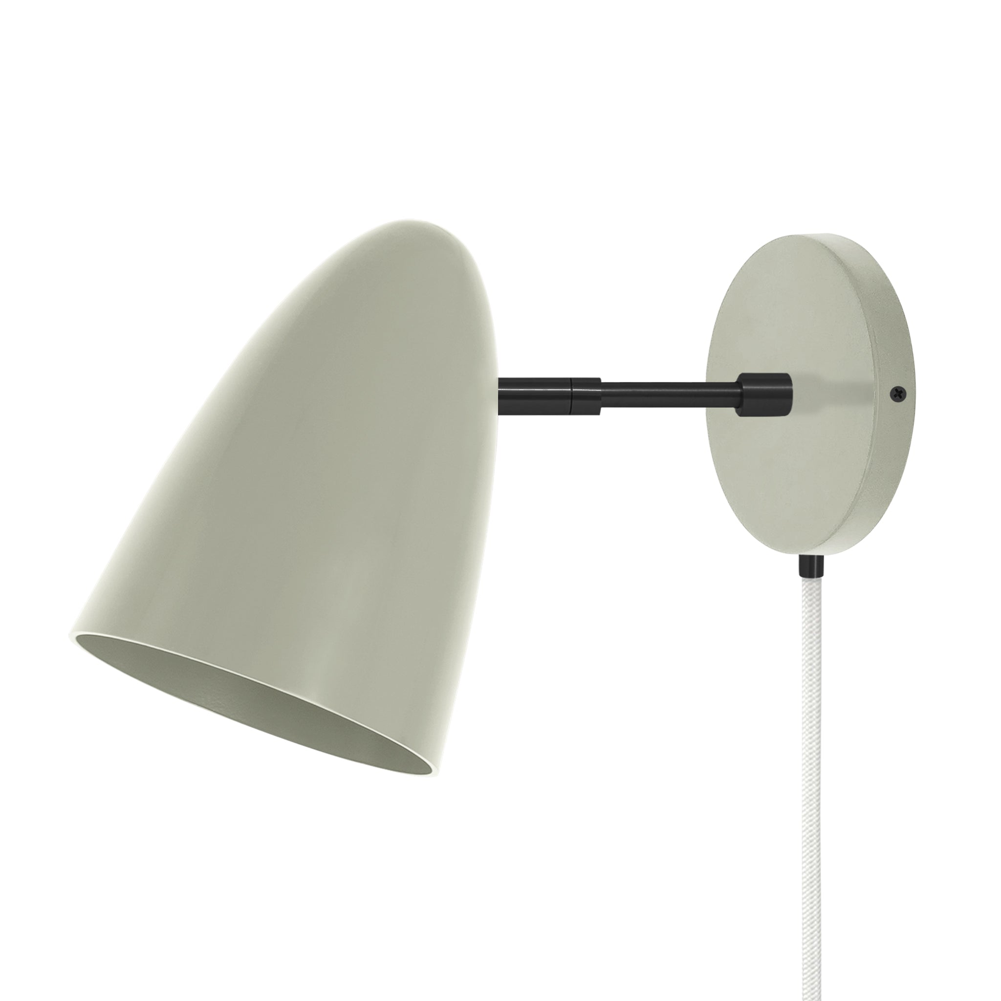Black and spa color Boom plug-in sconce 3" arm Dutton Brown lighting