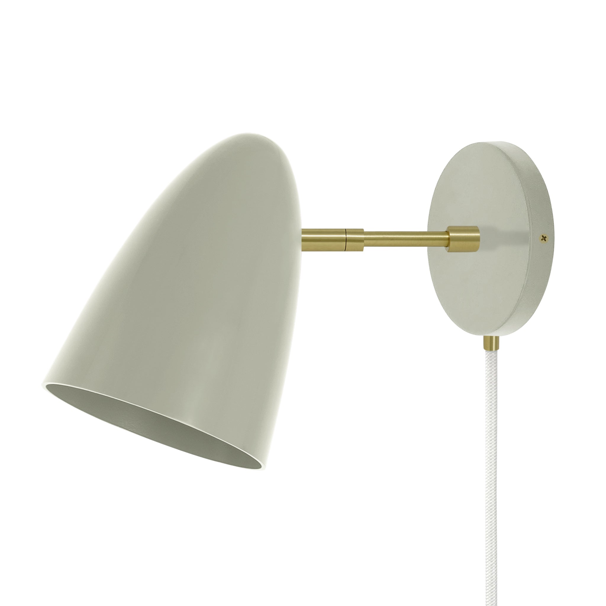 Brass and spa color Boom plug-in sconce 3" arm Dutton Brown lighting