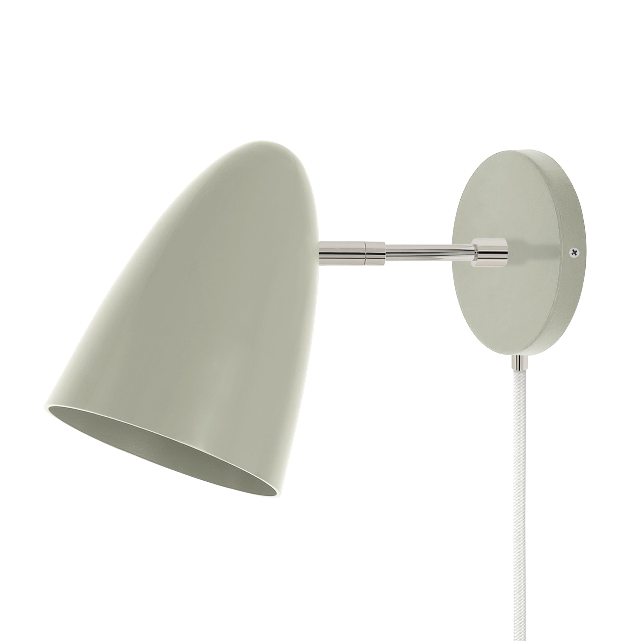 Nickel and spa color Boom plug-in sconce 3" arm Dutton Brown lighting