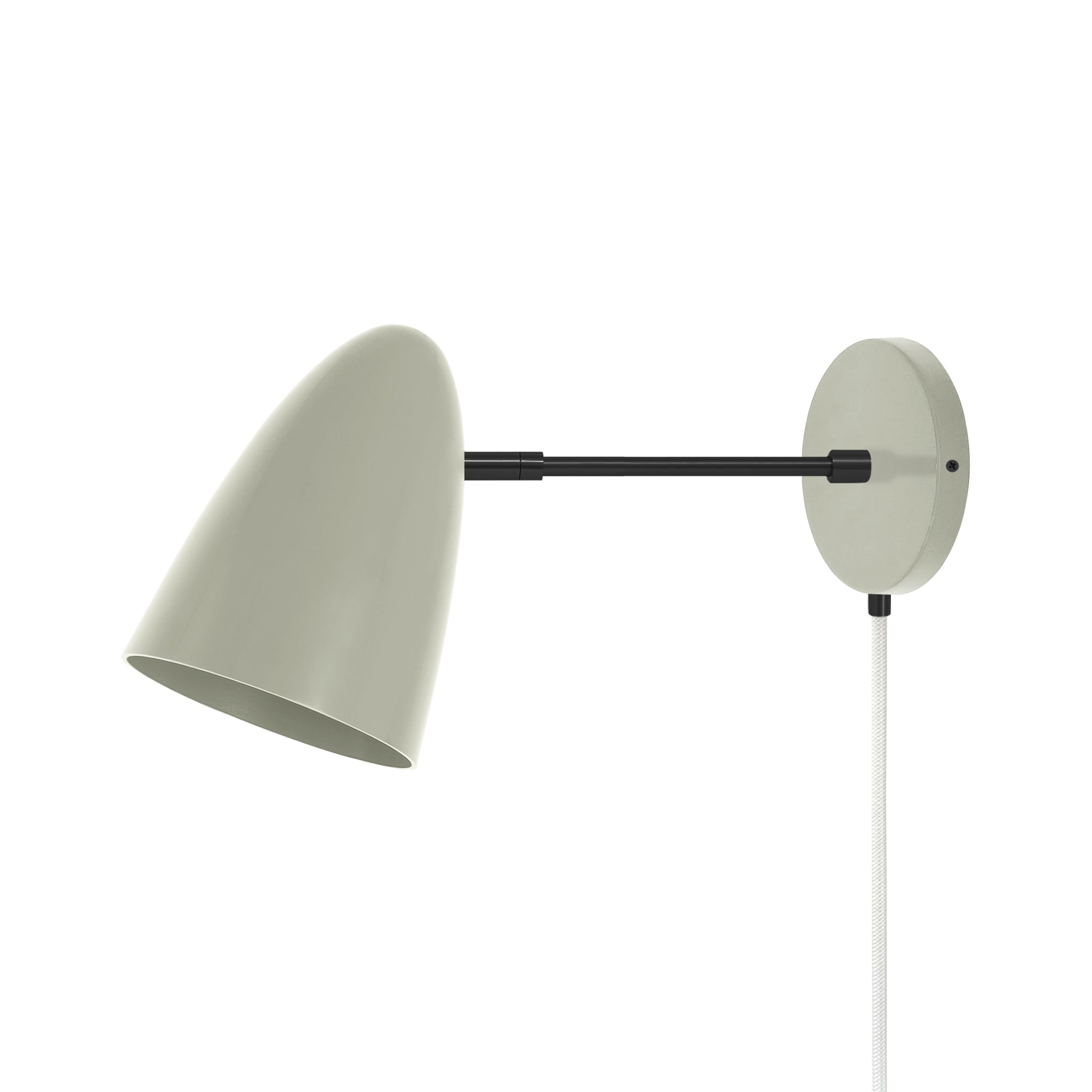 Black and spa color Boom plug-in sconce 6" arm Dutton Brown lighting