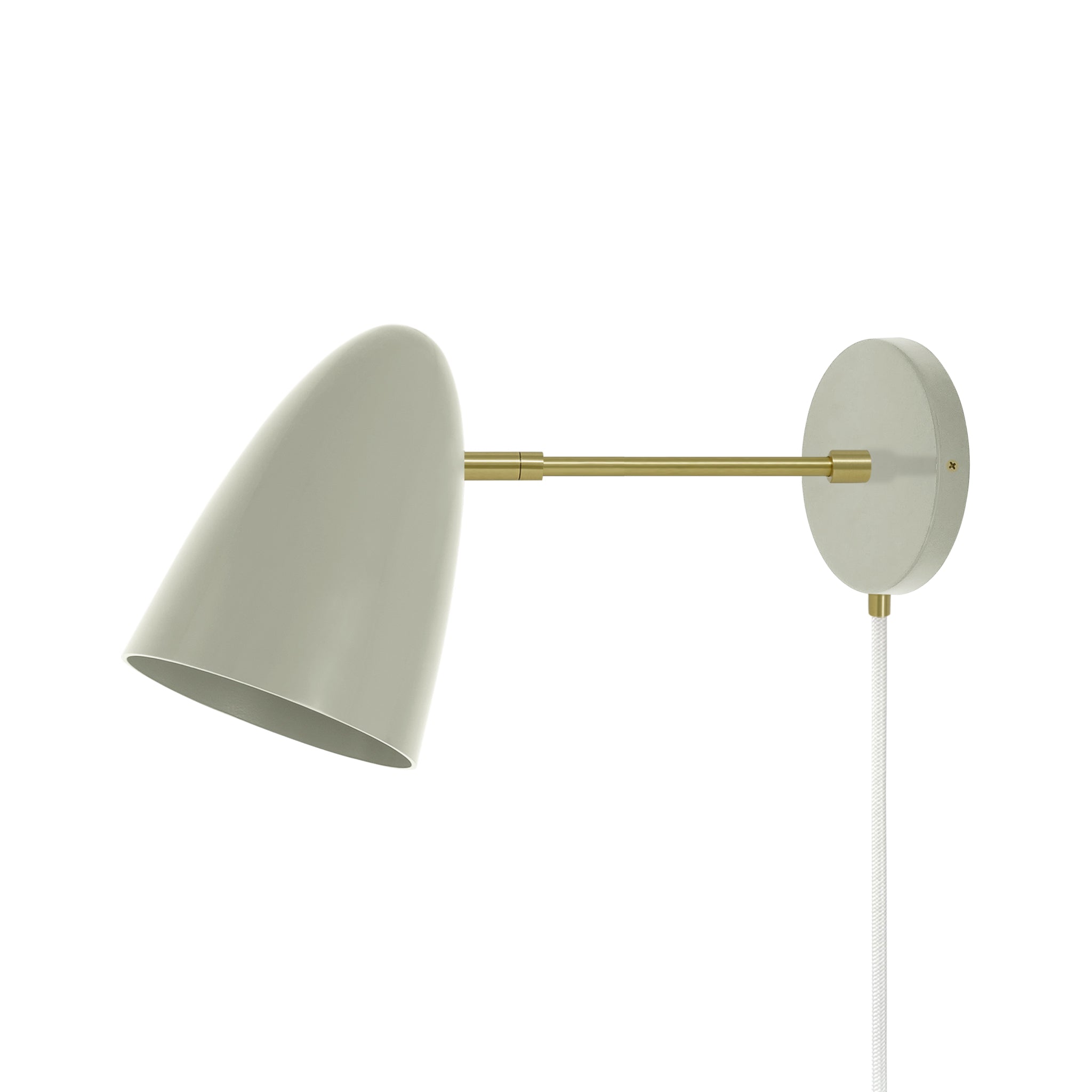 Brass and spa color Boom plug-in sconce 6" arm Dutton Brown lighting