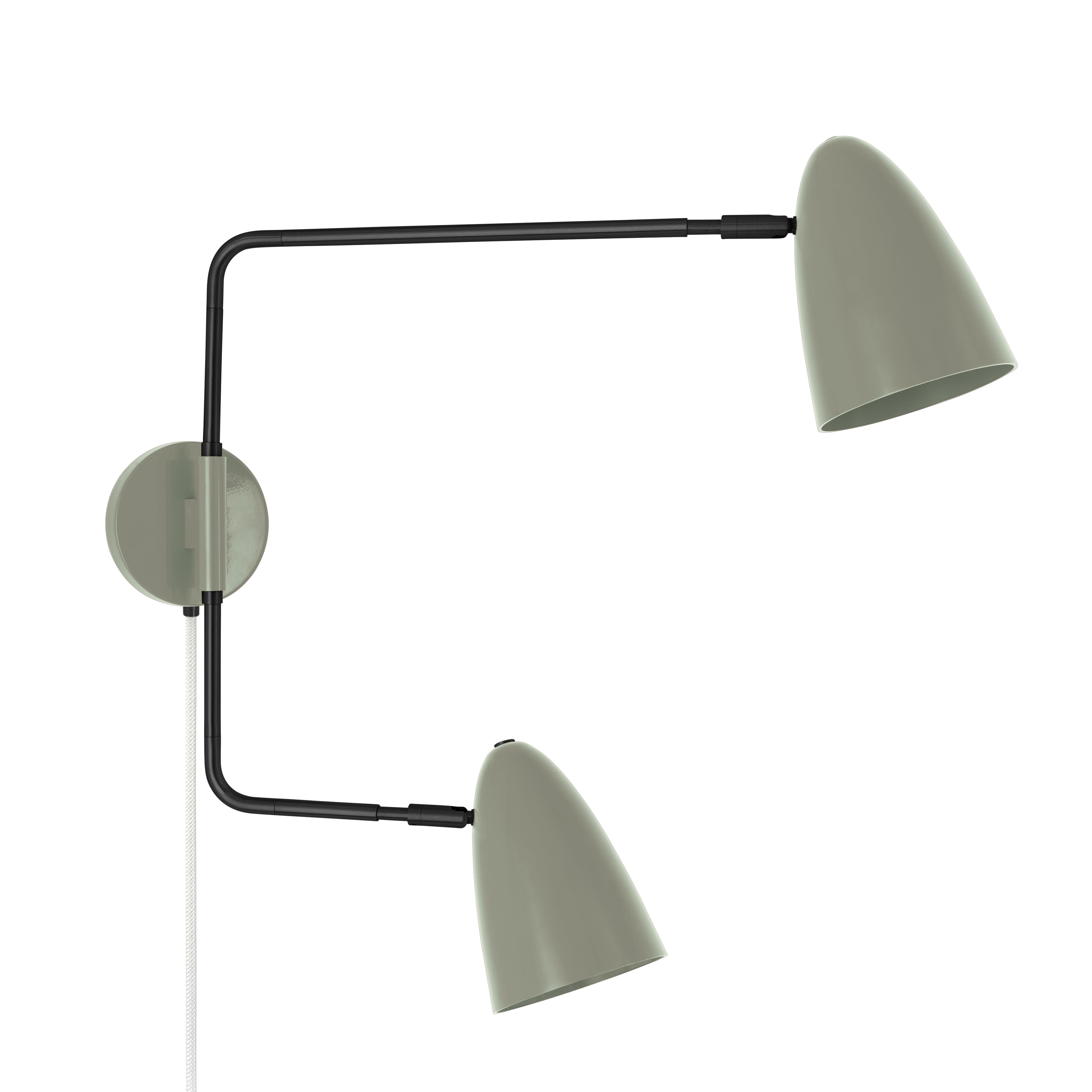 Black and spa color Boom Double Swing Arm plug-in sconce Dutton Brown lighting