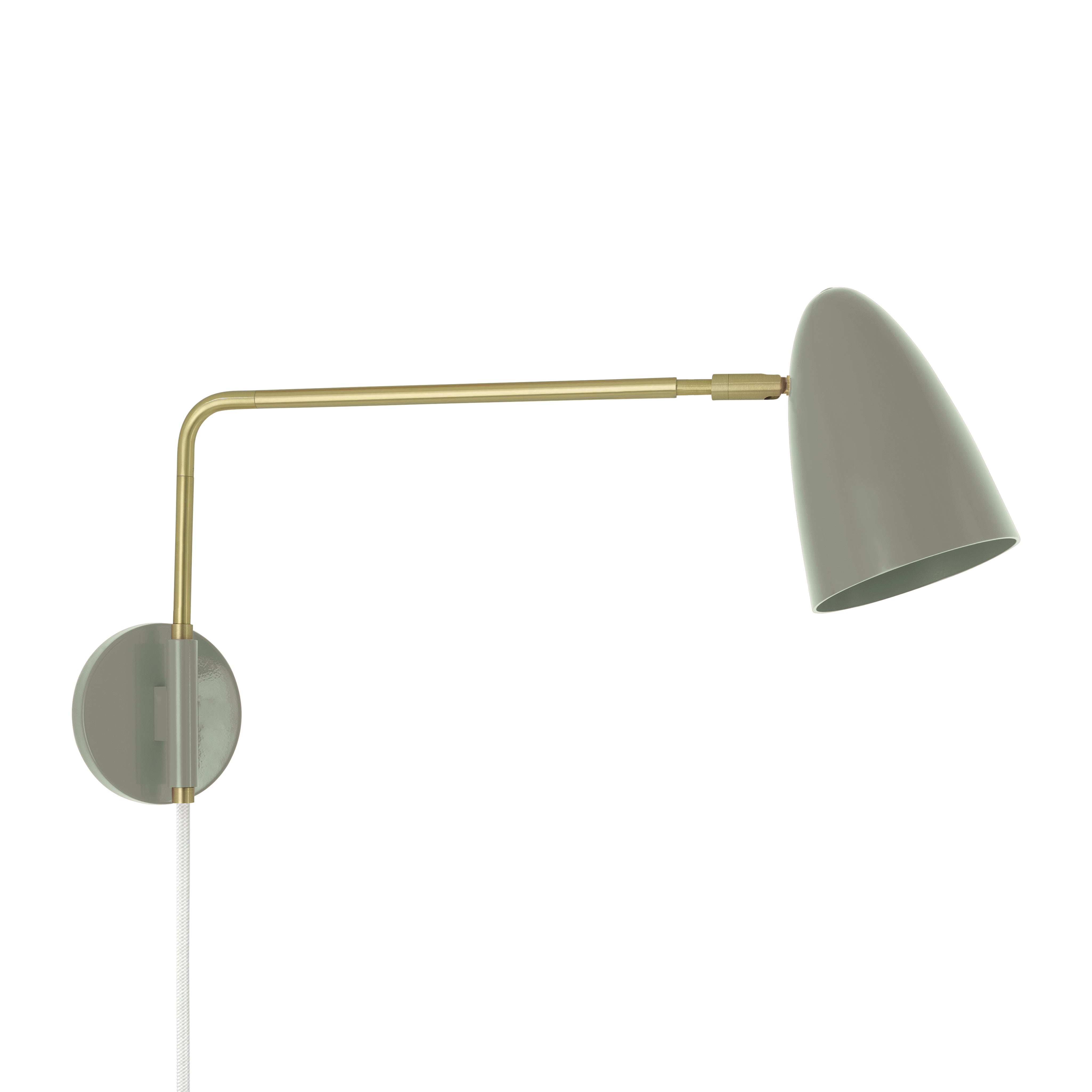 Brass and spa color Boom Swing Arm plug-in sconce Dutton Brown lighting