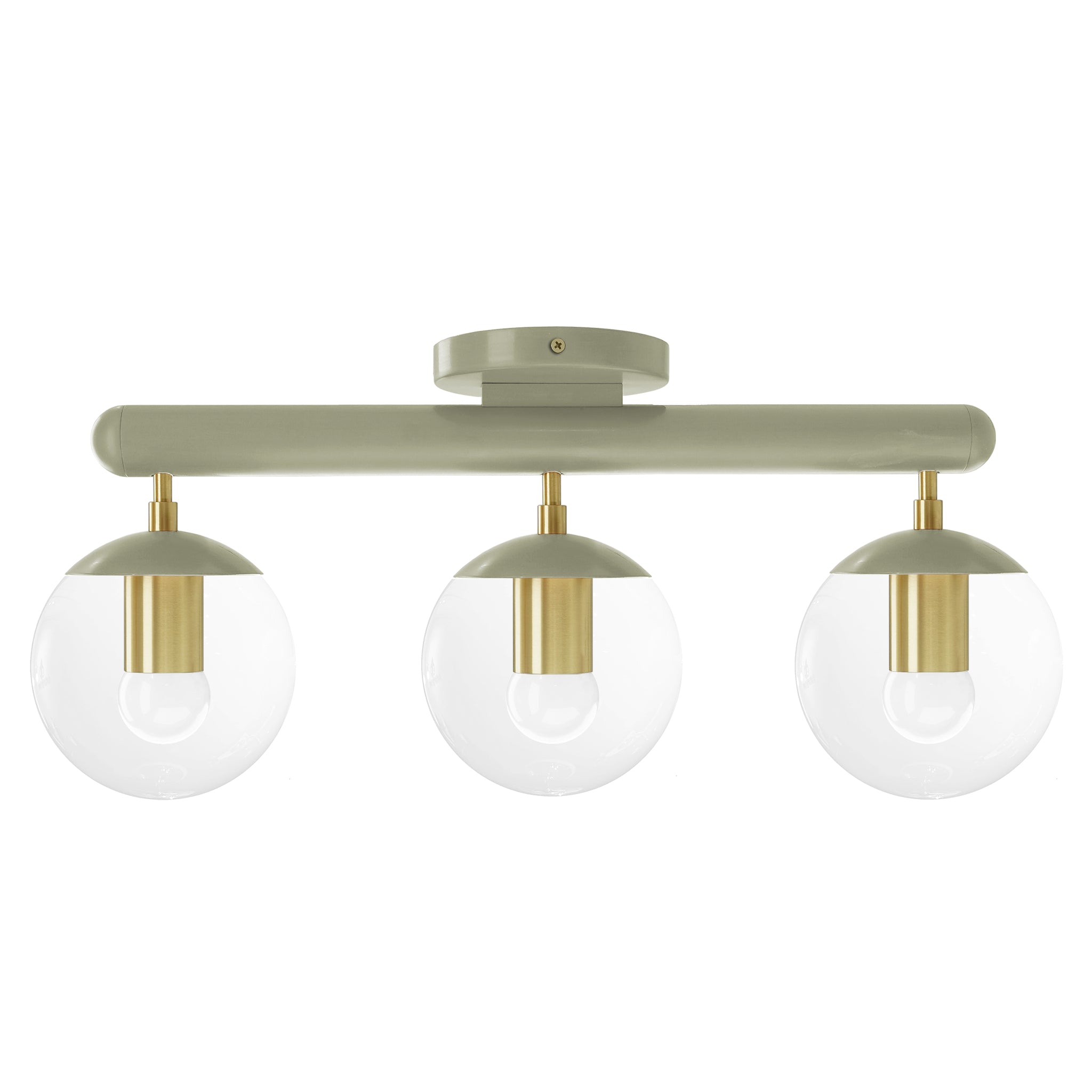 Brass and spa color Icon 3 flush mount Dutton Brown lighting
