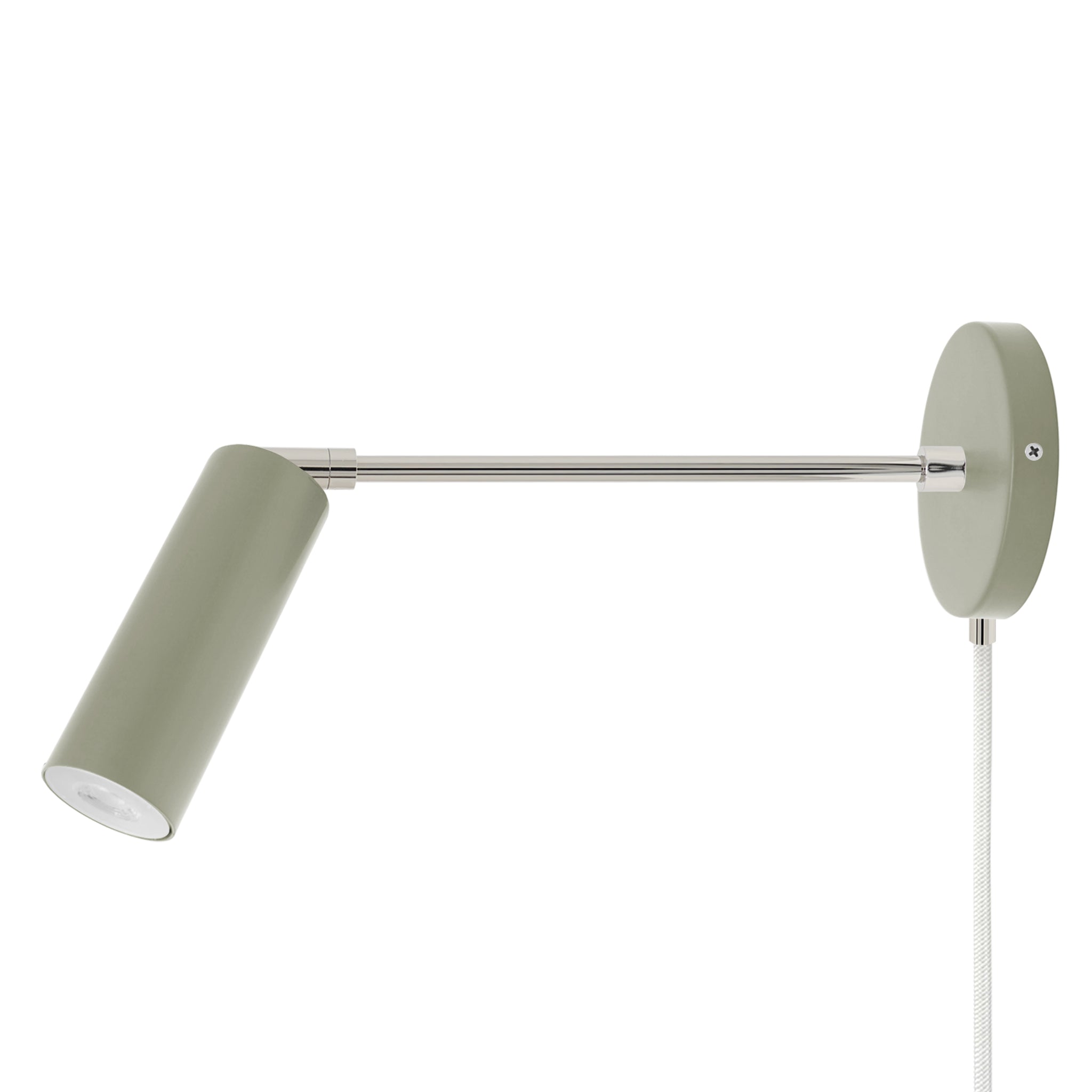 Nickel and spa color Reader plug-in sconce 10" arm Dutton Brown lighting