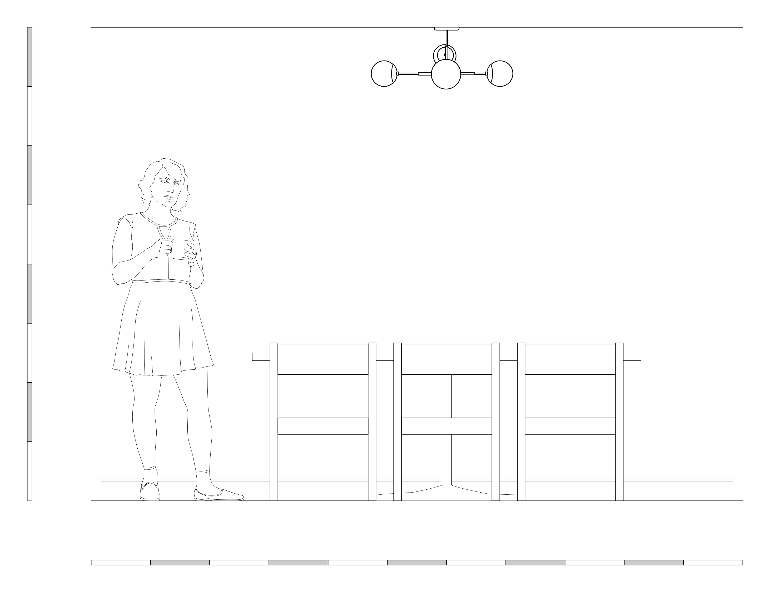 Elevation drawing Status flush mount 35" Dutton Brown lighting