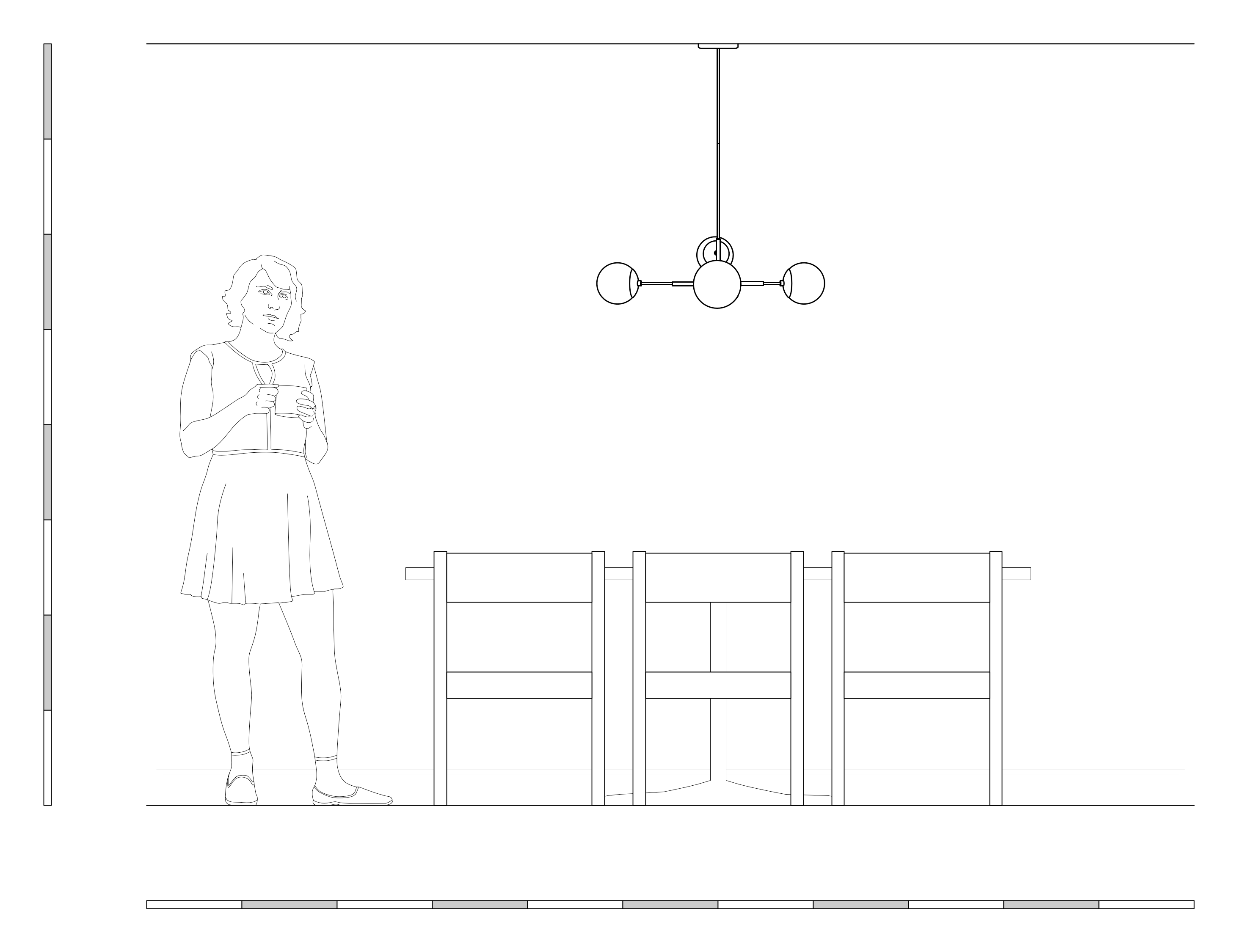 Elevation drawing color Status chandelier 35" Dutton Brown lighting