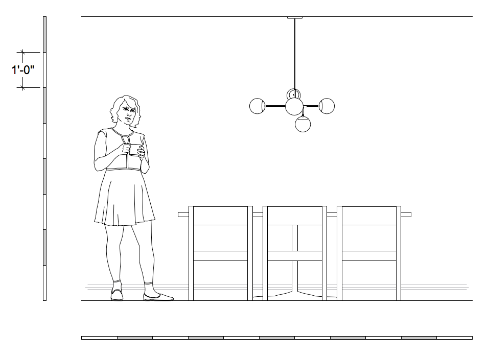 Elevation drawing Prisma chandelier 35" Dutton Brown lighting