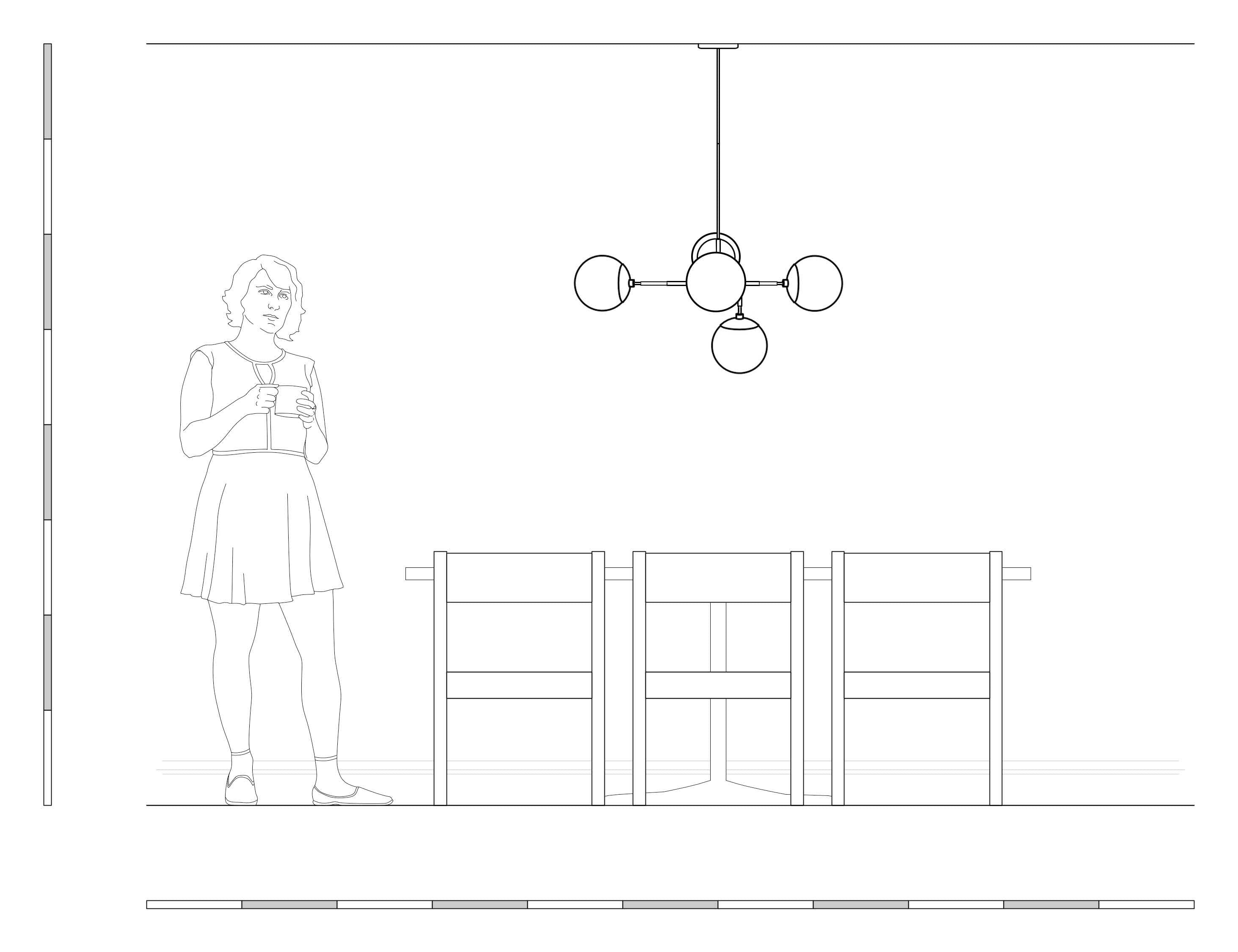 Elevation drawing Big Prisma chandelier 42" Dutton Brown lighting