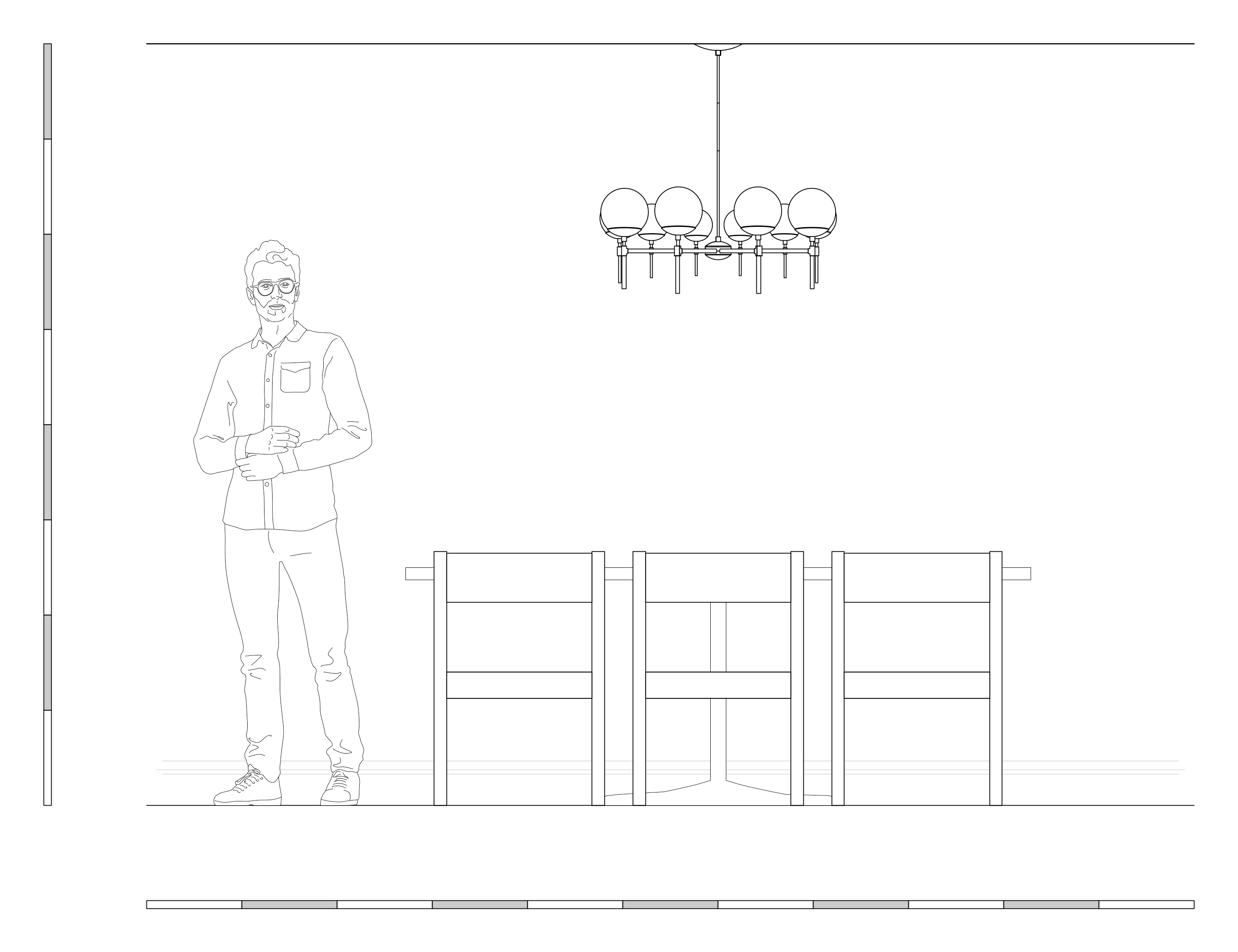 Elevation drawing color Lolli chandelier 36" Dutton Brown lighting