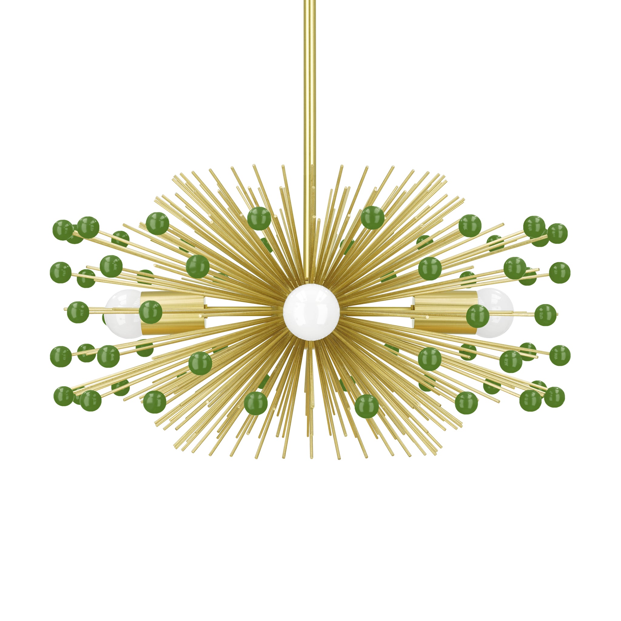 Brass and python green color beaded Urchin chandelier 20" Dutton Brown lighting