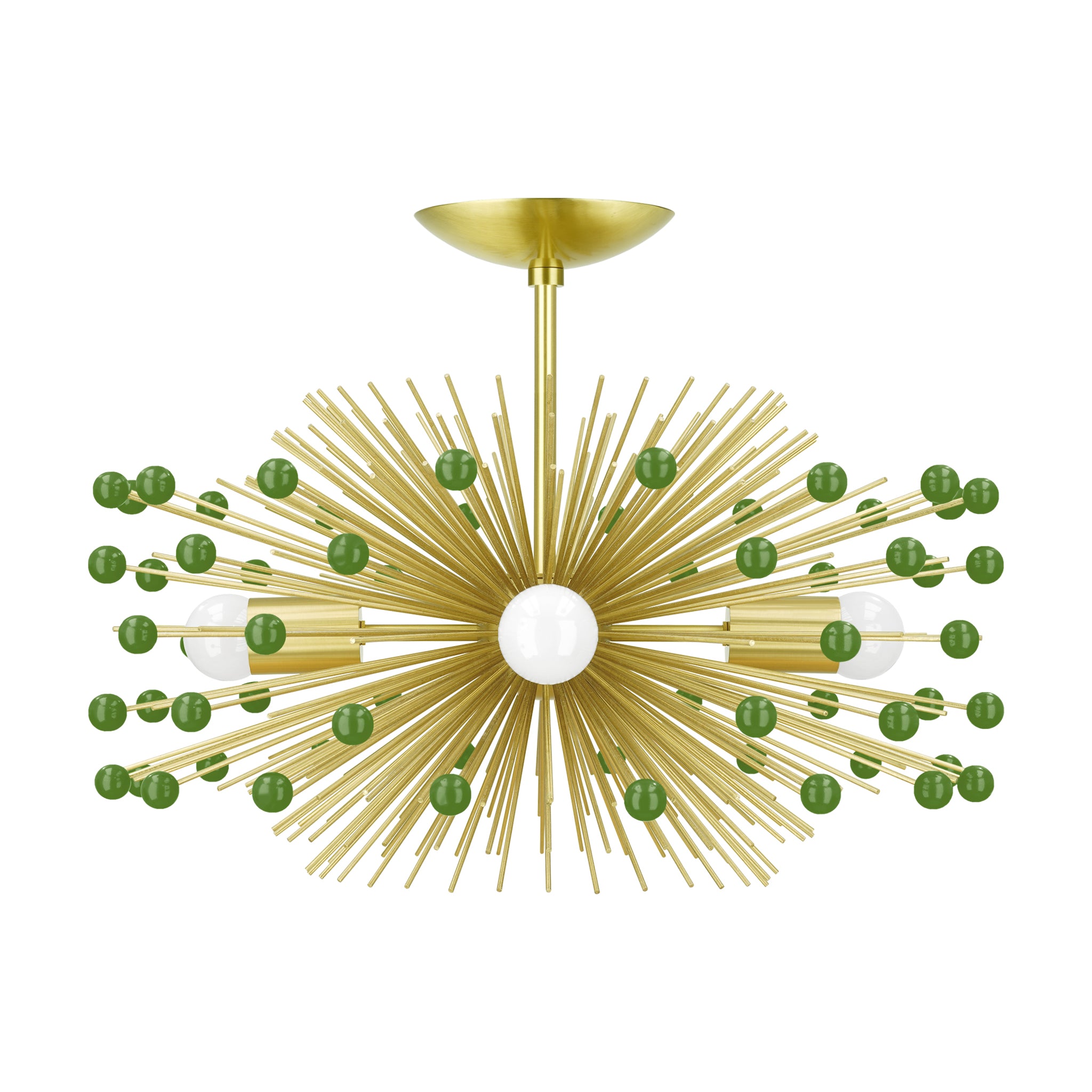 Brass and python green color Beaded Urchin flush mount 20" Dutton Brown lighting