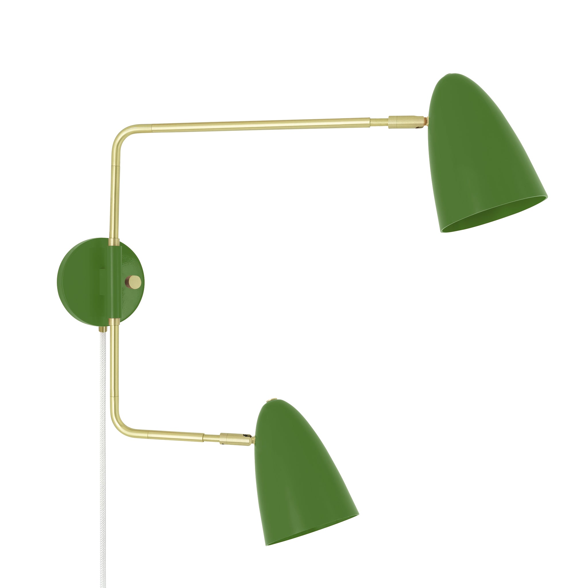 Brass and python green color Boom Double Swing Arm plug-in sconce Dutton Brown lighting